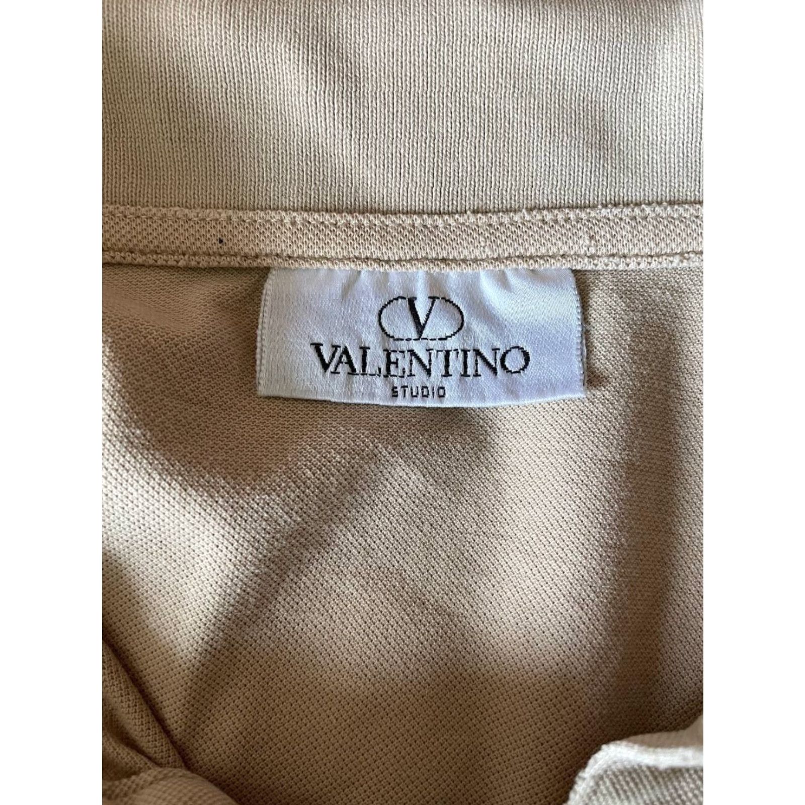 Valentino Valentino Polo Shirt Mens Size L Beige Cotton Short Sleeve Collared Button Shirt Polo Size US L / EU 52-54 / 3 - 3 Thumbnail