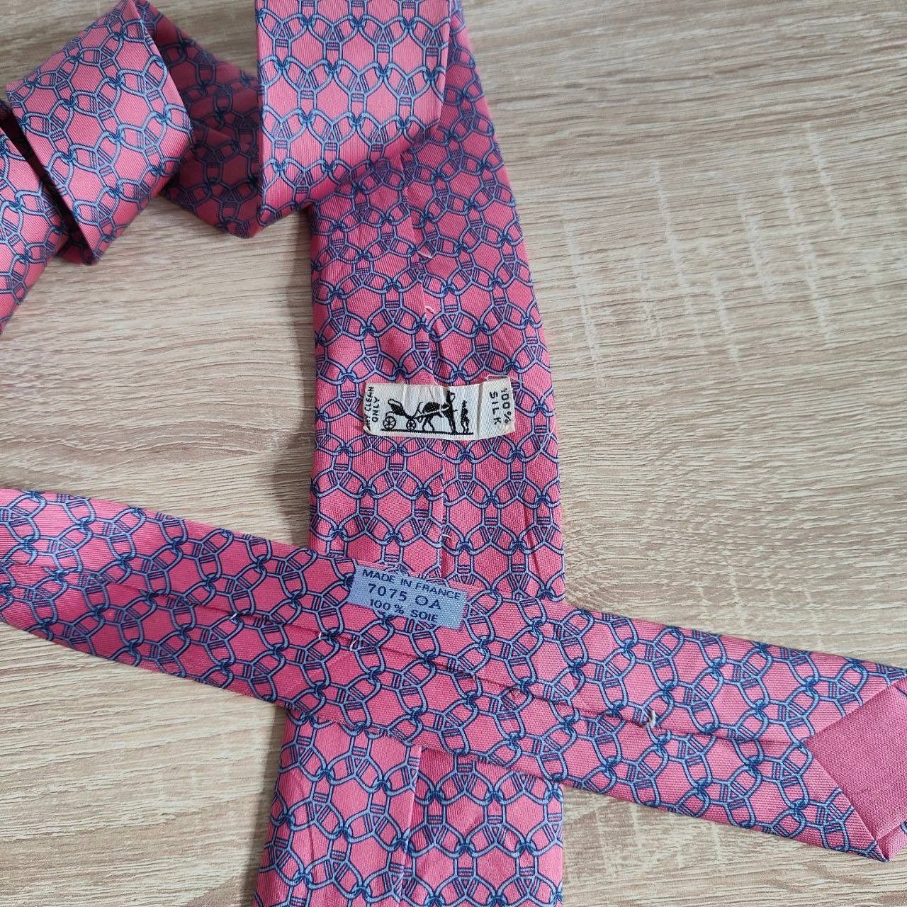 Hermes Hermes Paris Silk Tie 7075 OA Chain Pink Size ONE SIZE - 3 Thumbnail
