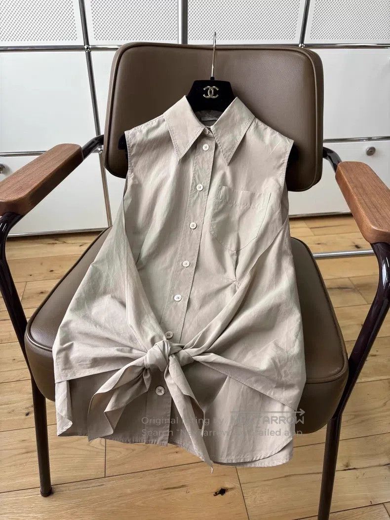 Hermes Hermes Elephant gray patched tie waist sleeveless collar T Size XXS / US 00 / IT 34 - 3 Thumbnail