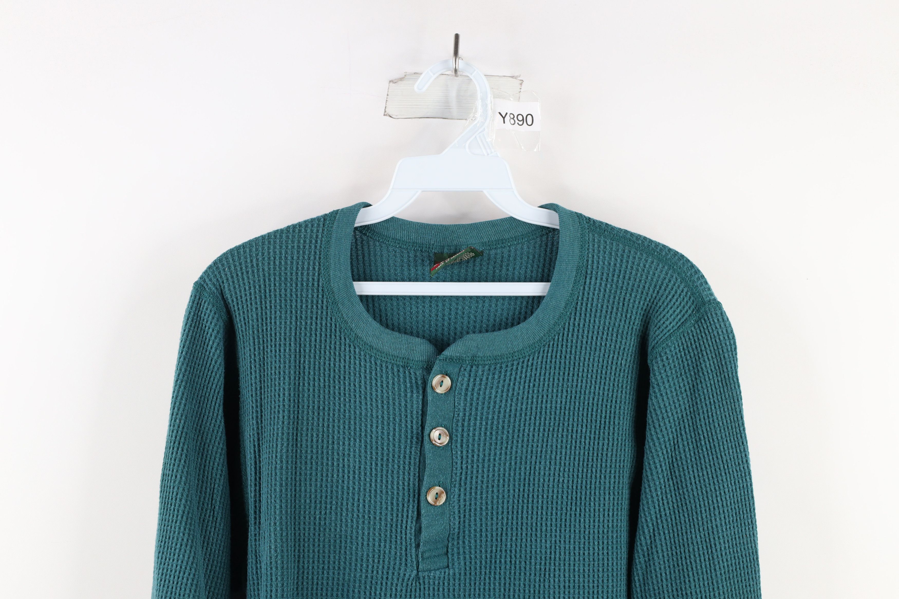 Vintage Vintage 90s Streetwear Waffle Knit Henley T-Shirt USA Size US M / EU 48-50 / 2 - 2 Thumbnail