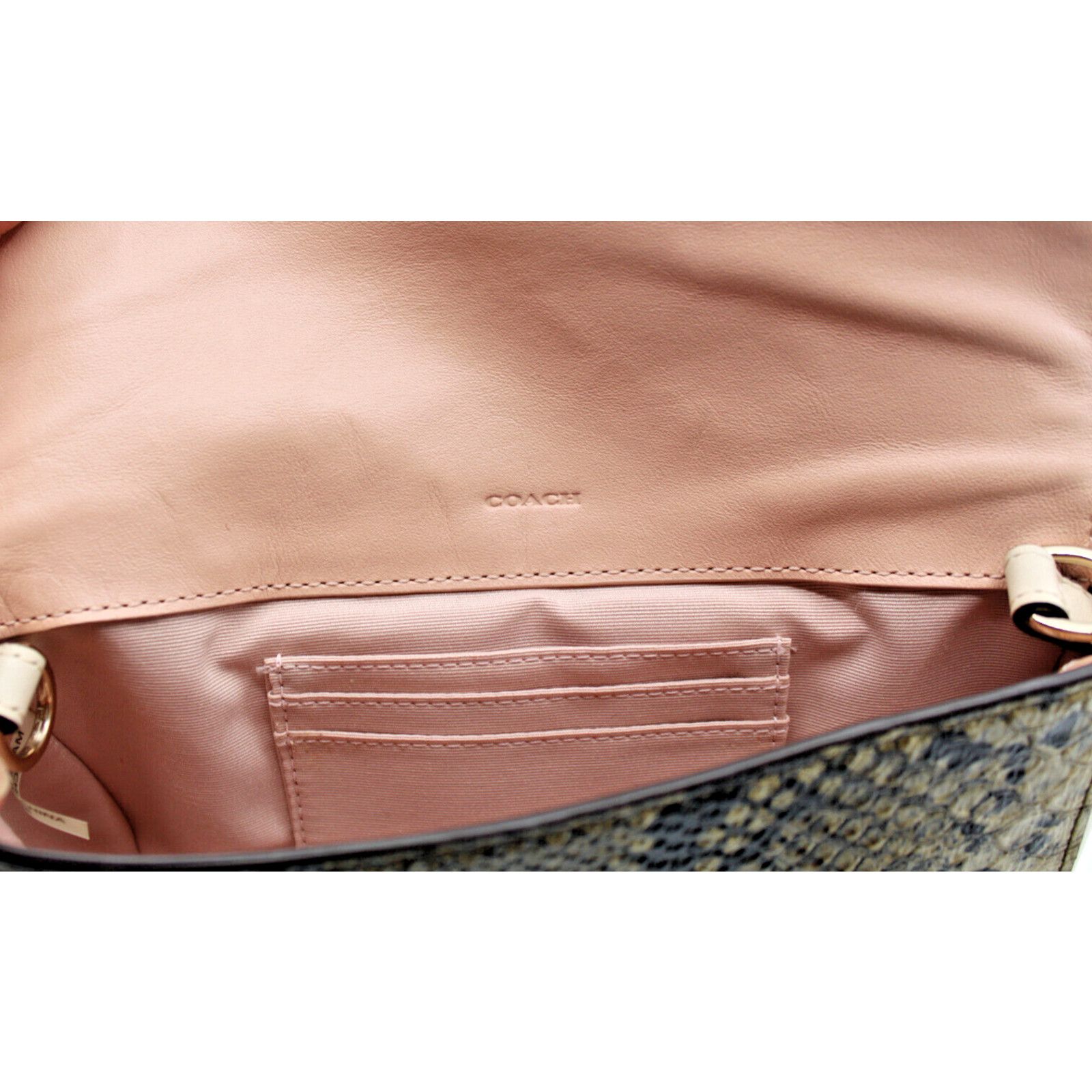 Coach NWoT COACH Pink Leather Snake Embossed Crossbody Clutch Bag Size ONE SIZE - 5 Thumbnail