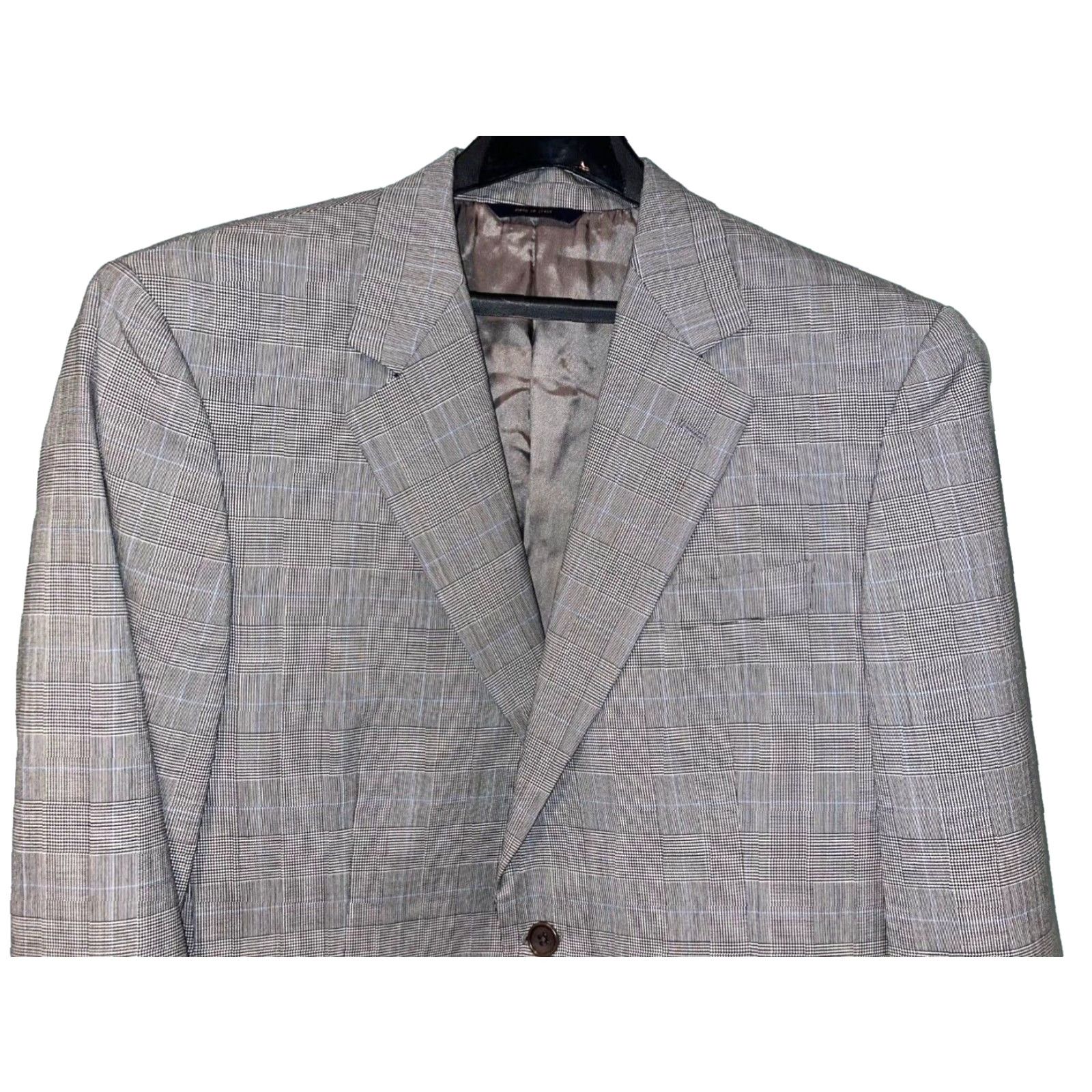 Brooks Brothers Brooks Brothers Blazer / Sport Coat Gray Blue Plaid Wool 40R Mens Italy Regular Notch Two-Button Front Jacket Coat Size 40R - 3 Thumbnail