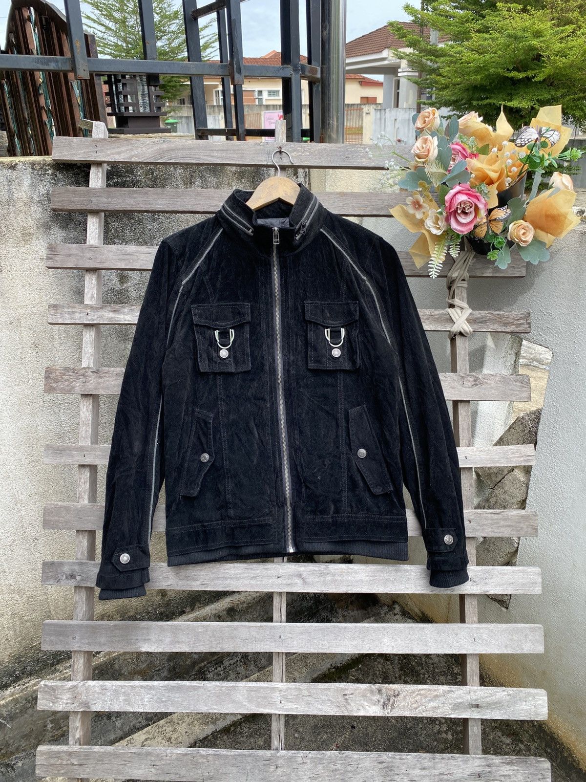 In The Attic In The Attic Velvet Black Utility Zip Jacket - Punk Style Size US M / EU 48-50 / 2 - 1 Thumbnail