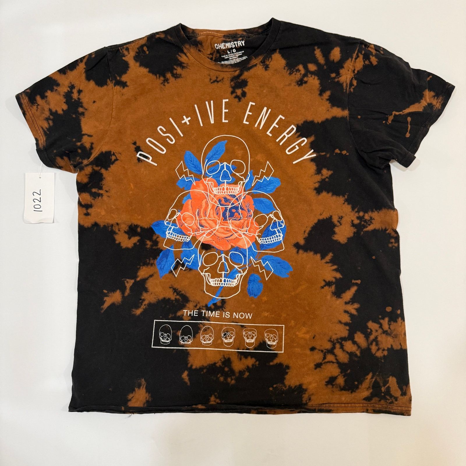 Chemistry Chemistry "Positive Energy" Bleach Wash Skull T-Shirt Size US L / EU 52-54 / 3 - 1 Thumbnail