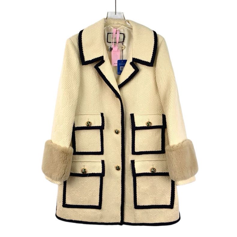 Gucci beige logo patterned wool coat with pockets-dmc Size US L / EU 52-54 / 3 - 1 Thumbnail
