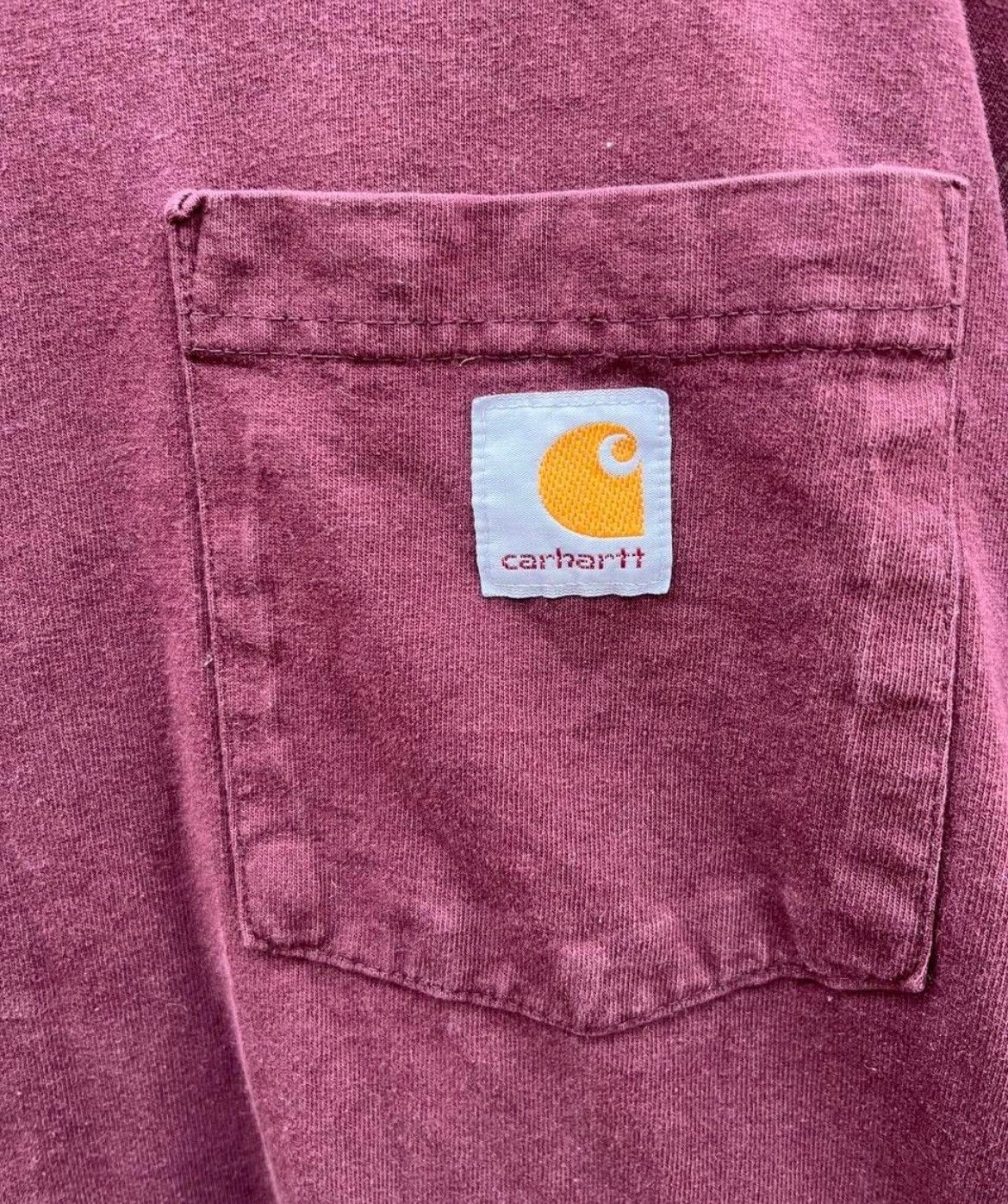Carhartt Vintage Faded Carhartt K87 Pocket Tee Burgundy / Port L Size US XXL / EU 58 / 5 - 3 Thumbnail