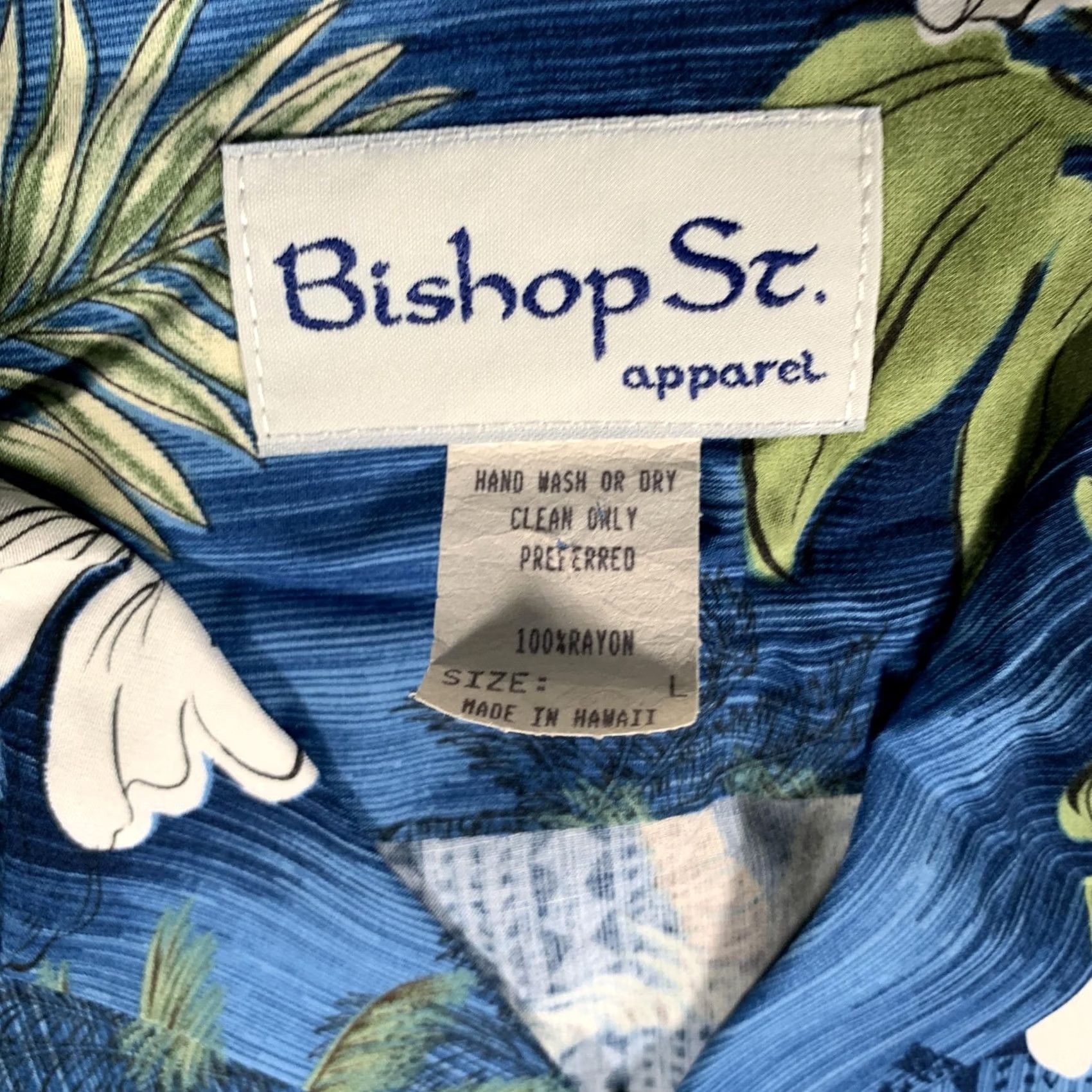 ALOHAS Bishop St Shirt Mens Large Blue Hawaiian Tropical Aloha Rayon Made Hawaii Size US L / EU 52-54 / 3 - 5 Thumbnail