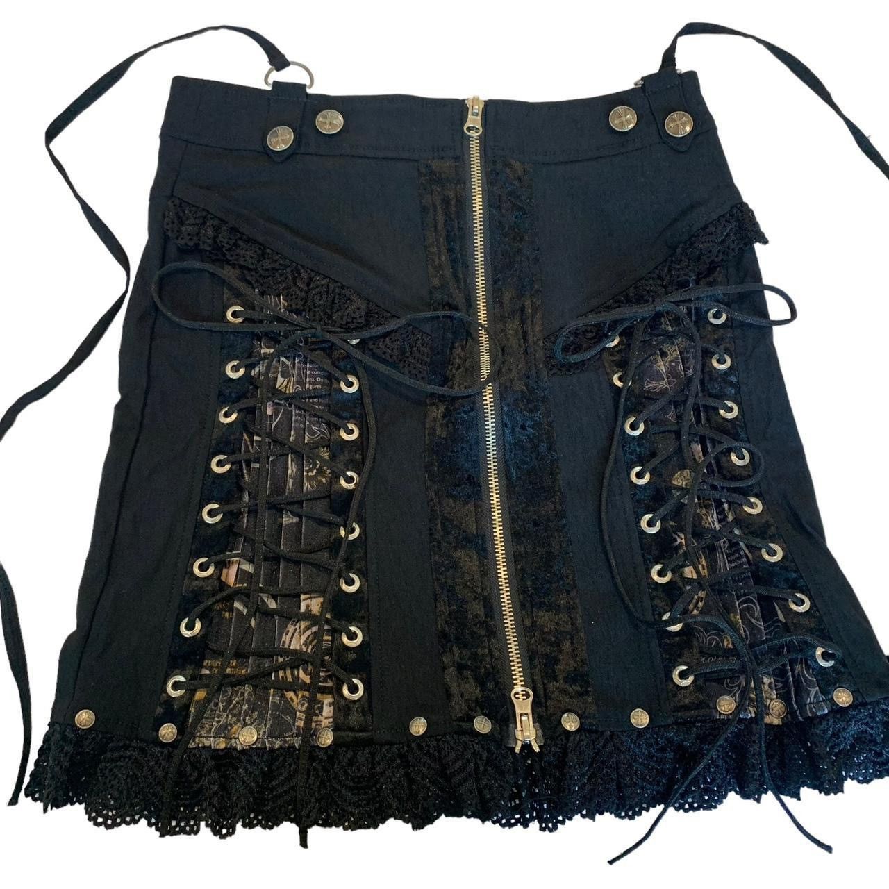 Japanese Brand × Seditionaries Ozz On Hikozoh Japan Lace Up skirt with Cross Embroidered Size 27" / US 4 / IT 40 - 2 Thumbnail