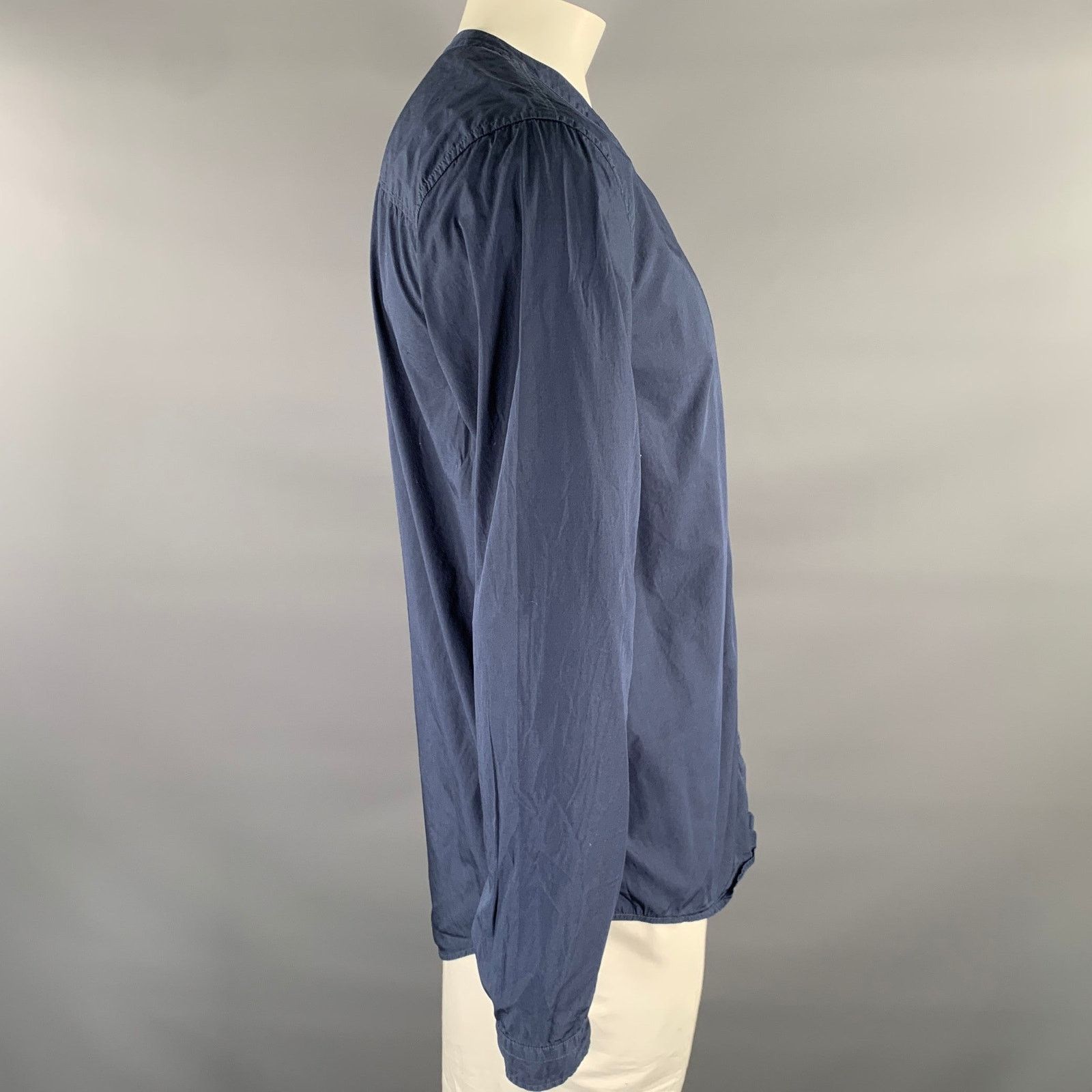 Norse Projects Size L Navy Cotton Band Collar Long Sleeve Shirt Size US L / EU 52-54 / 3 - 2 Thumbnail