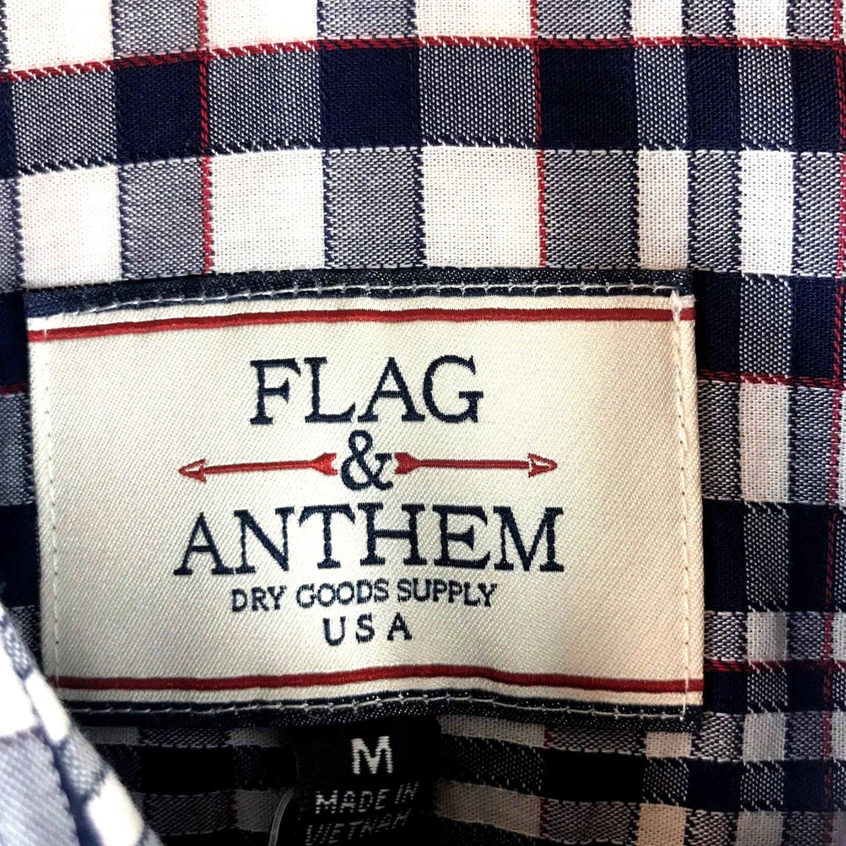 Flag & Anthem Flag & Anthem Shirt Mens Sz Medium Long Sleeve Woven Navy Blue White Plaid Size US M / EU 48-50 / 2 - 2 Thumbnail
