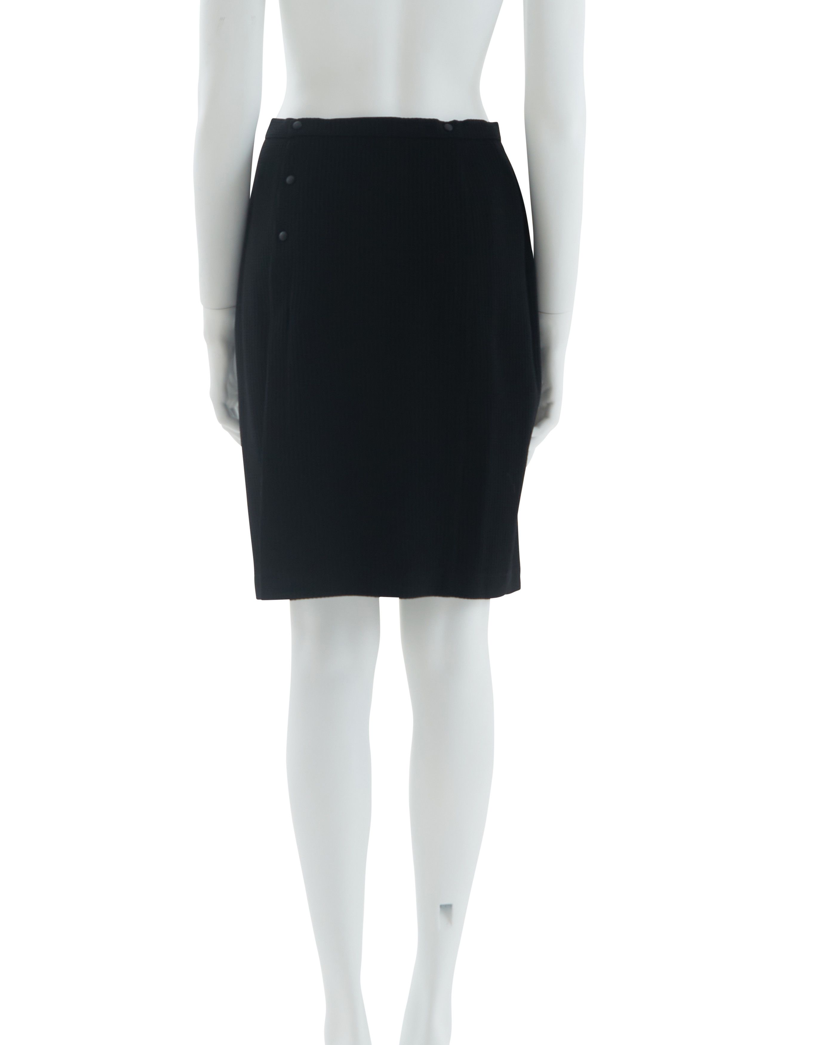 Thierry Mugler Early 1990s Black wool structured skirt suit Size M / US 6-8 / IT 42-44 - 6 Thumbnail