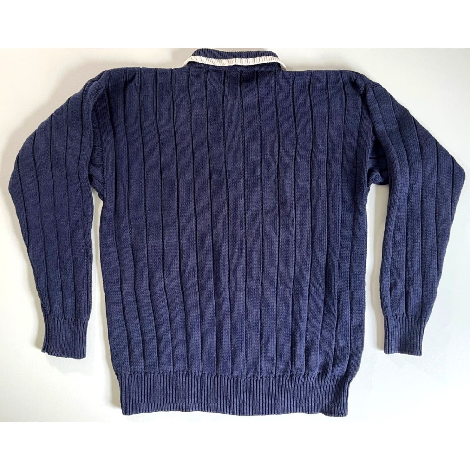Gap VINTAGE Gap Sweater Shirt Men 90s Preppy Collared Knit Embroidered Crest Navy L 100% Cotton Pullover Size US L / EU 52-54 / 3 - 3 Thumbnail