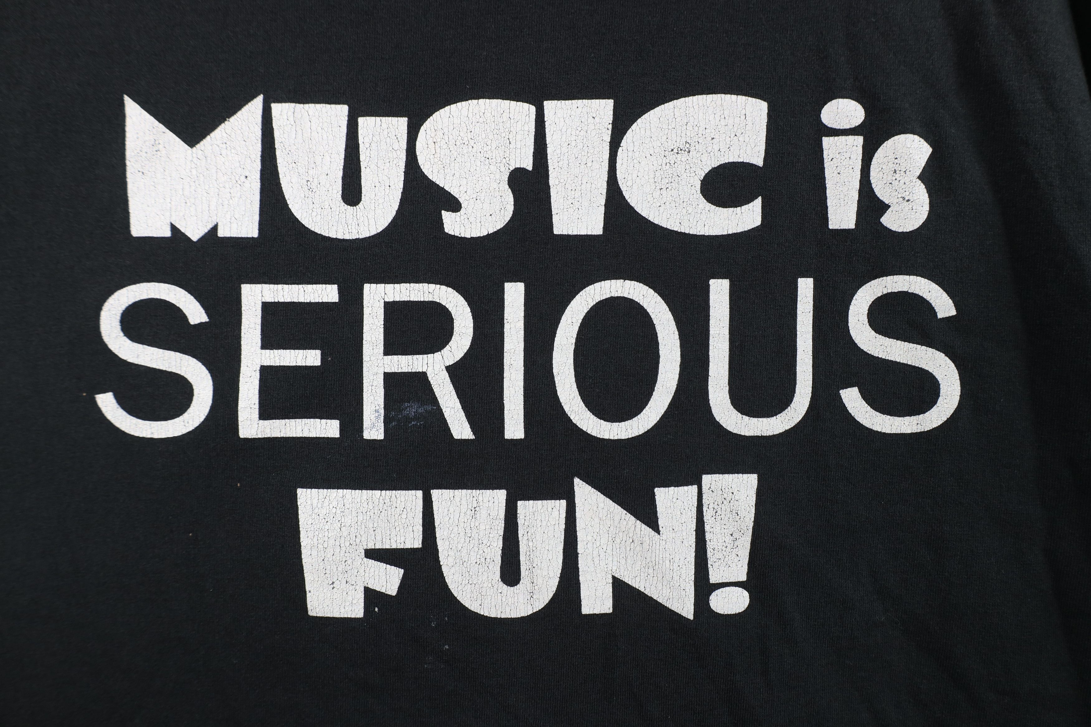Vintage Vintage 90s Streetwear Music Is Serious Fun T-Shirt Black Size US XL / EU 56 / 4 - 4 Thumbnail