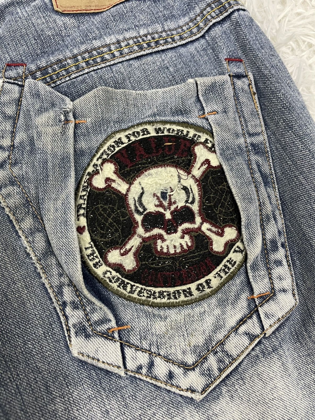Japanese Brand Skull The World of Freedom Flare Jeans Pant Size US 33 - 13 Thumbnail