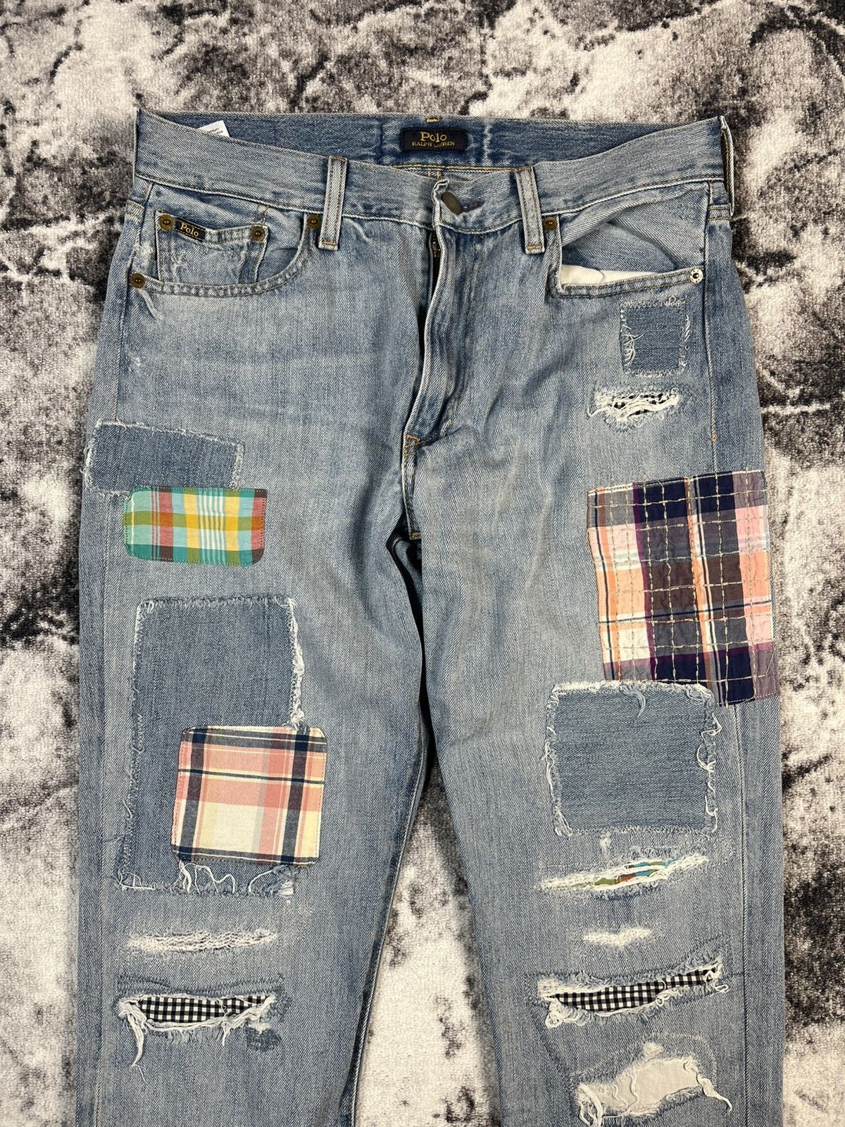 Polo Ralph Lauren Polo Ralph Lauren Patchwork Distressed Denim Jeans Size 27" / US 4 / IT 40 - 3 Thumbnail
