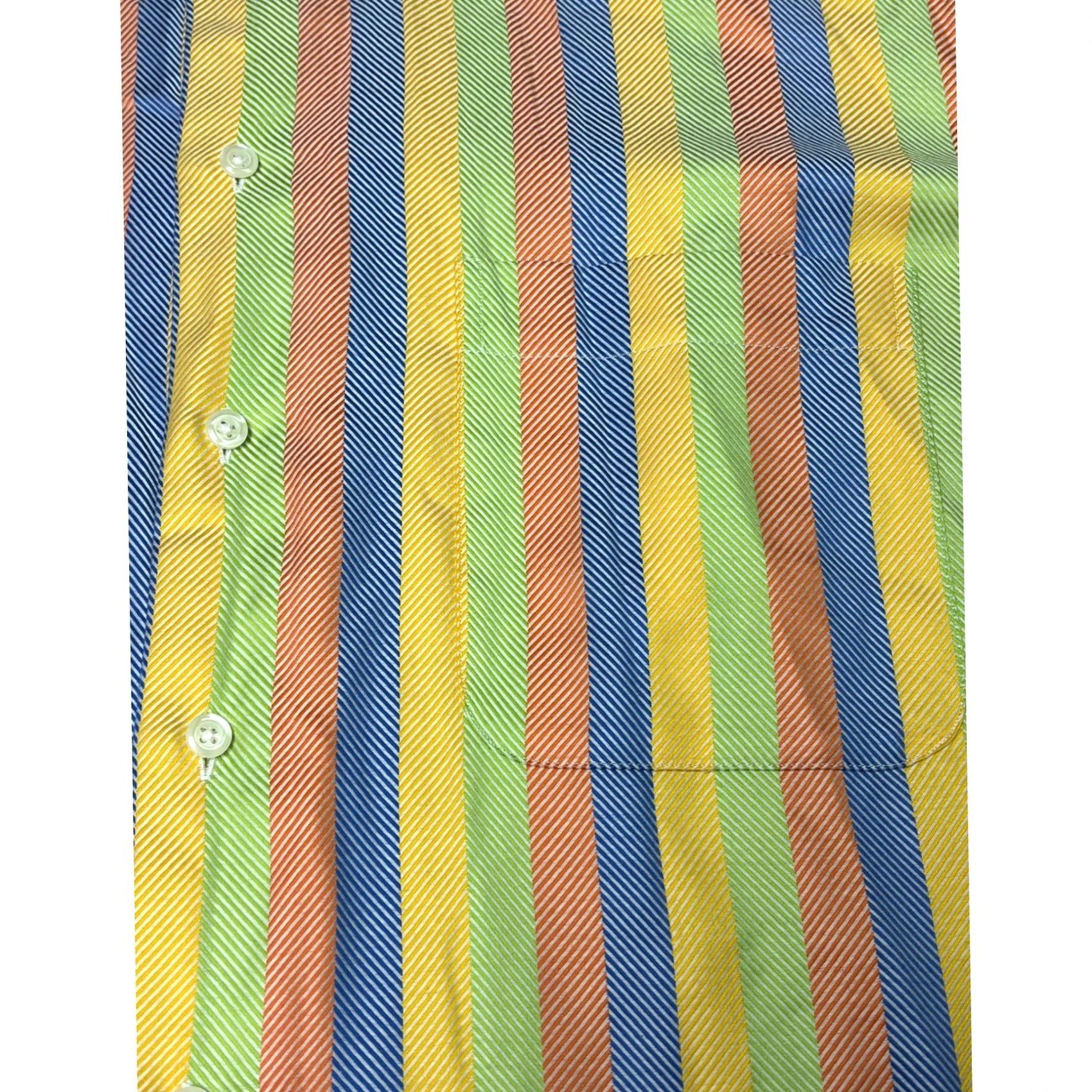 Vintage Paul Fredrick Mens XL Performance Cotton Striped Button Down Sport Shirt Multi Size US XL / EU 56 / 4 - 2 Thumbnail