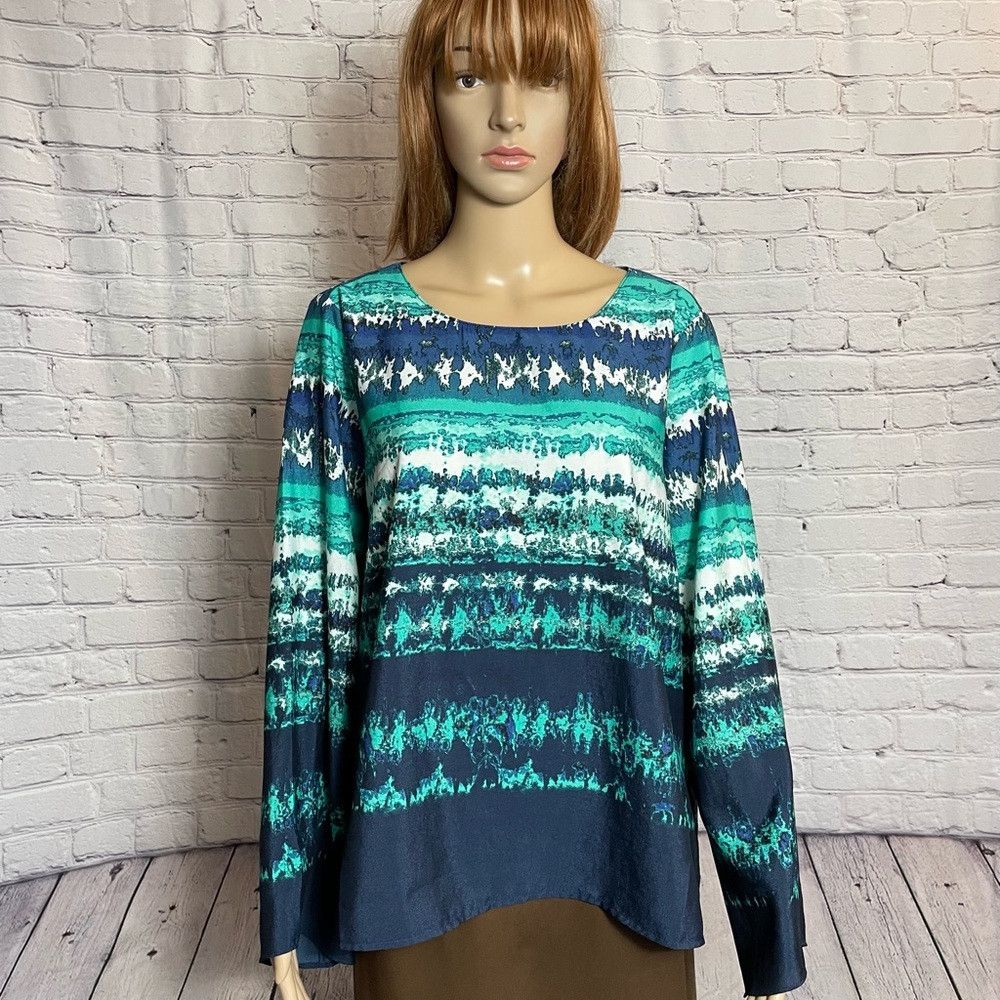 Other Milano Long Sleeve Blue Green Blouse Size XL Size XL / US 12-14 / IT 48-50 - 1 Thumbnail