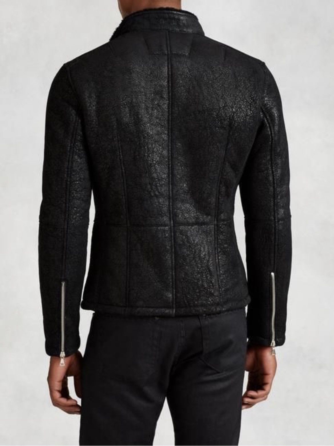 John Varvatos Asymmetrical Biker Shearling Jacket EU 50 USA 40 Size US M / EU 48-50 / 2 - 3 Thumbnail