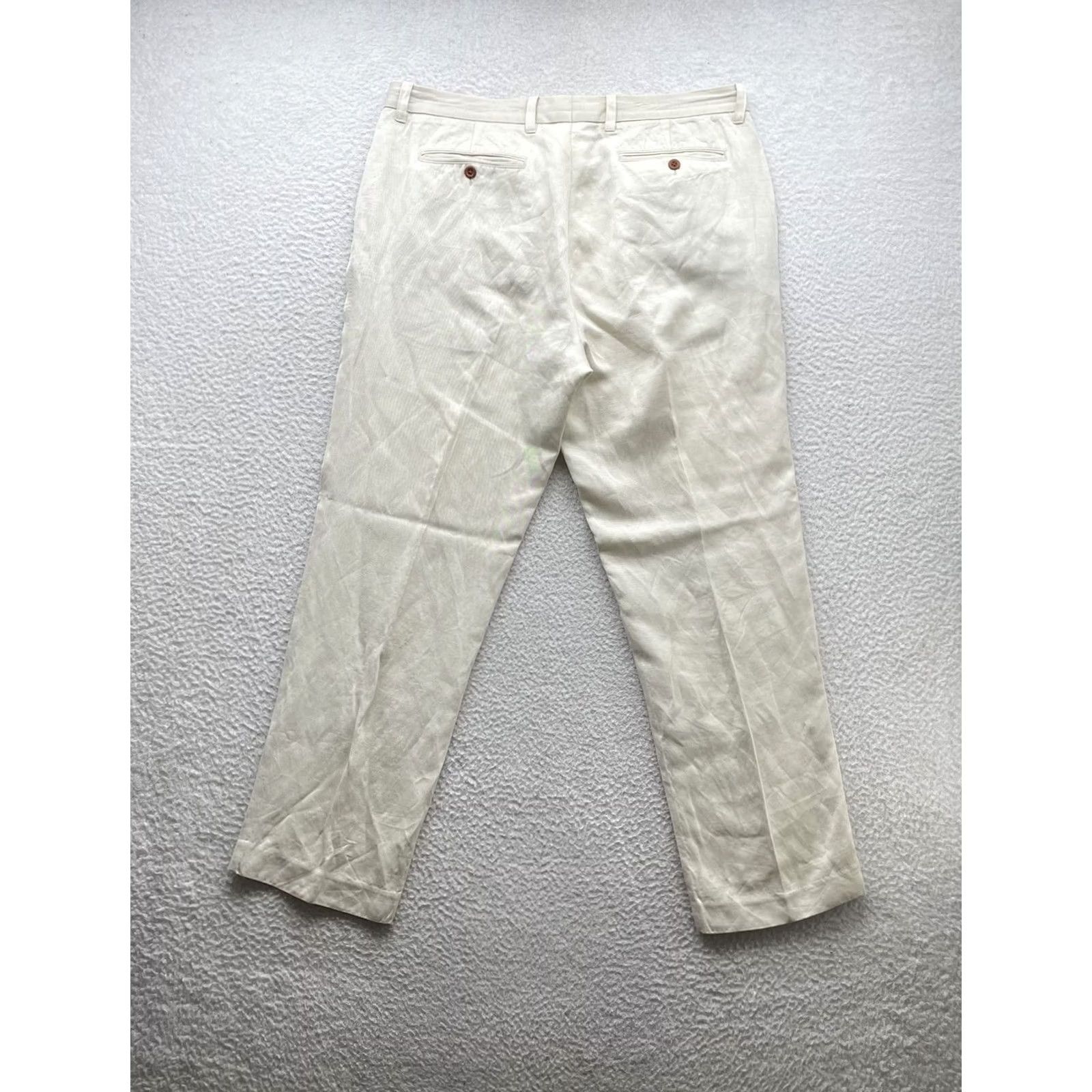Tommy Bahama Tommy Bahama Pants Mens 38x32 Ivory White Linen Blend Relaxed Golf Resort Beach Shirt? Size US 38 / EU 54 - 5 Thumbnail