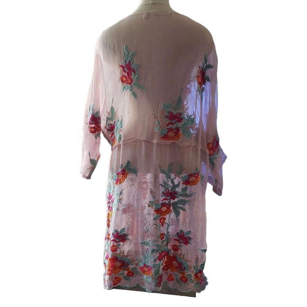 Designer CT1089a Soft Surroundings Pink Sheer Embroidered Cover up L Size L / US 10 / IT 46 - 2 Thumbnail