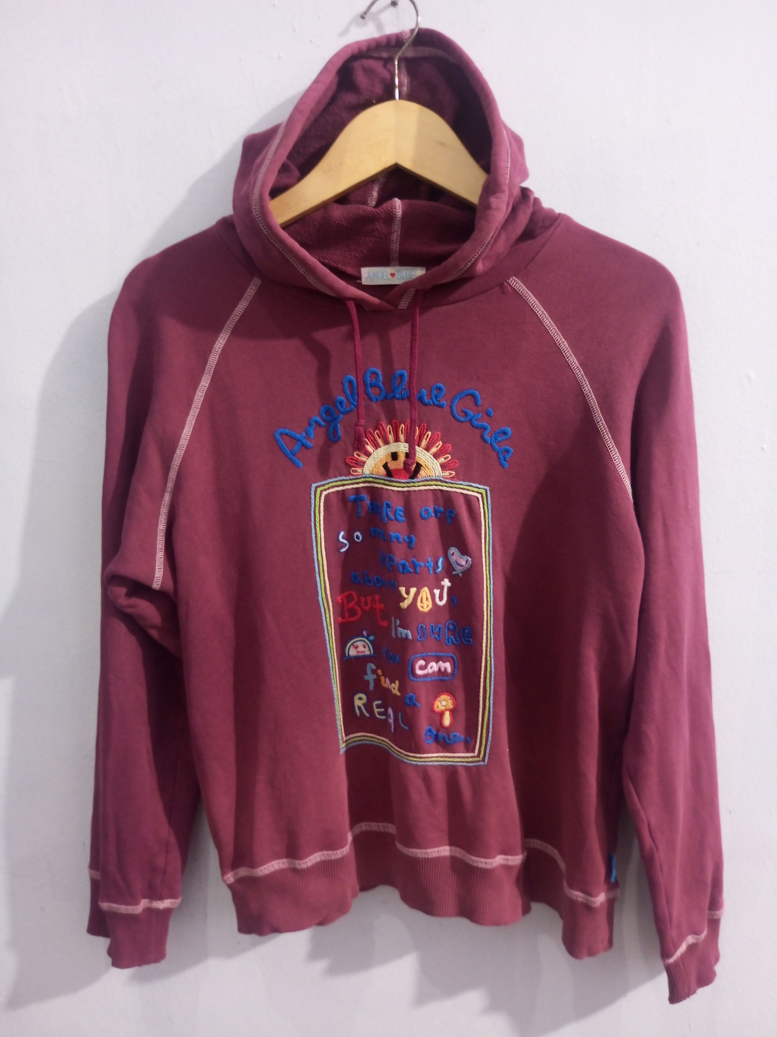 image of Angel Blue x Vintage Angle Blue Hoodie in Maroon, Women's (Size Large)