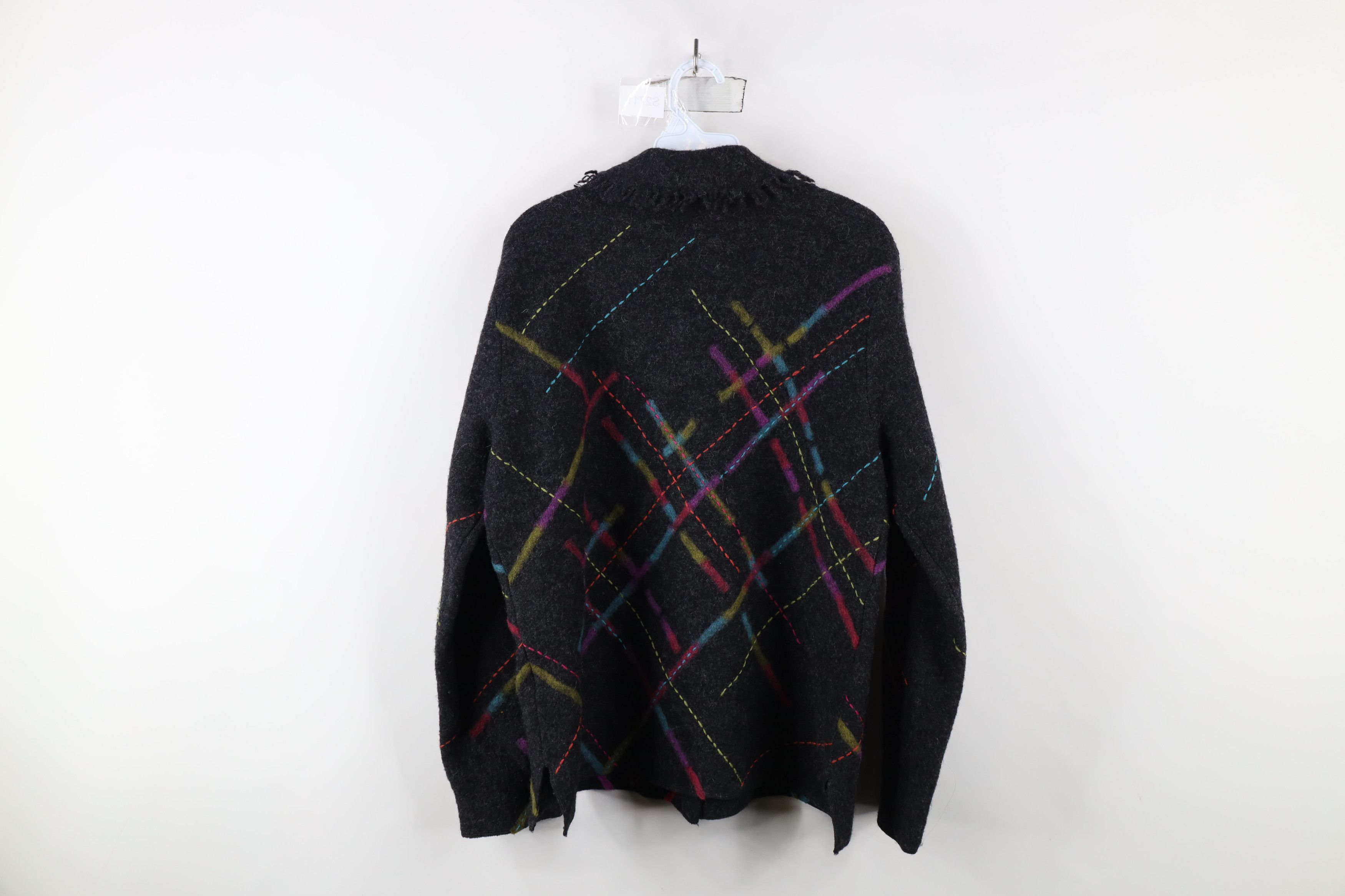 Vintage Vintage Y2K Streetwear Rainbow Wool Knit Cardigan Sweater Size L / US 10 / IT 46 - 9 Thumbnail
