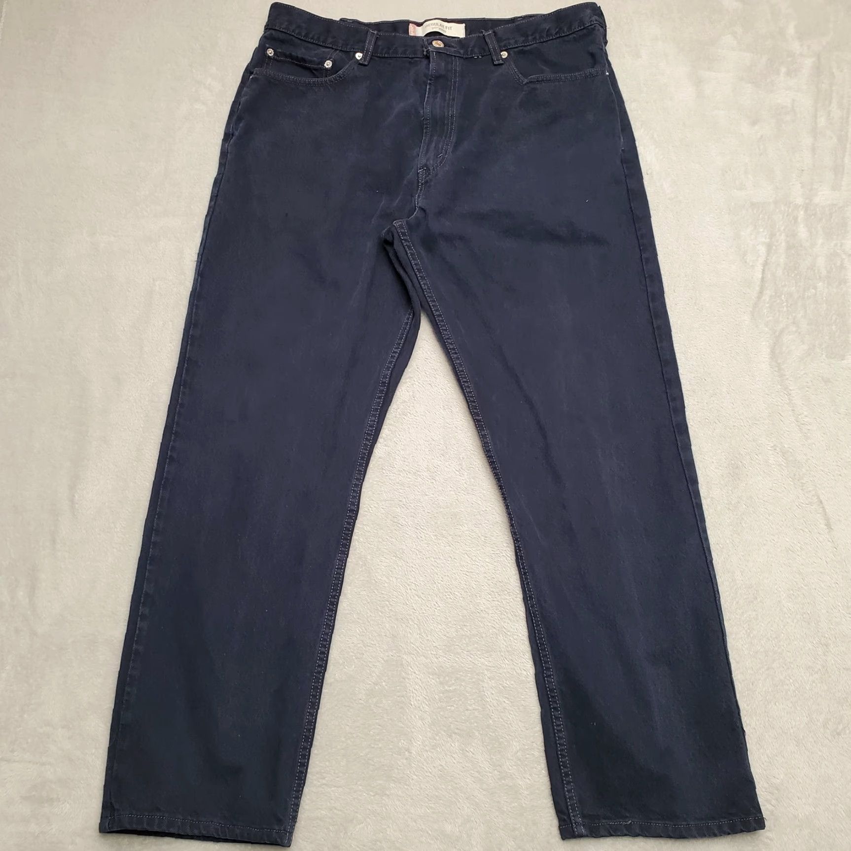 Denime Levi 505 Jeans Mens 38x30 Blue Denim Regular Fit Straight Leg Cotton Dark Wash USA American Size US 38 / EU 54 - 2 Thumbnail