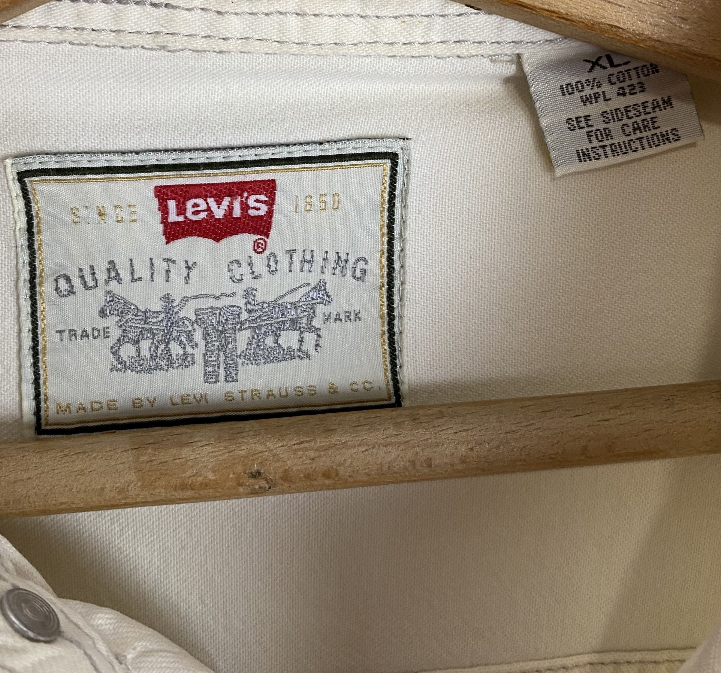 Levi's 90s Vintage LEVIS White Heavy Denim Button Up Shirt M453 Size US XL / EU 56 / 4 - 7 Thumbnail