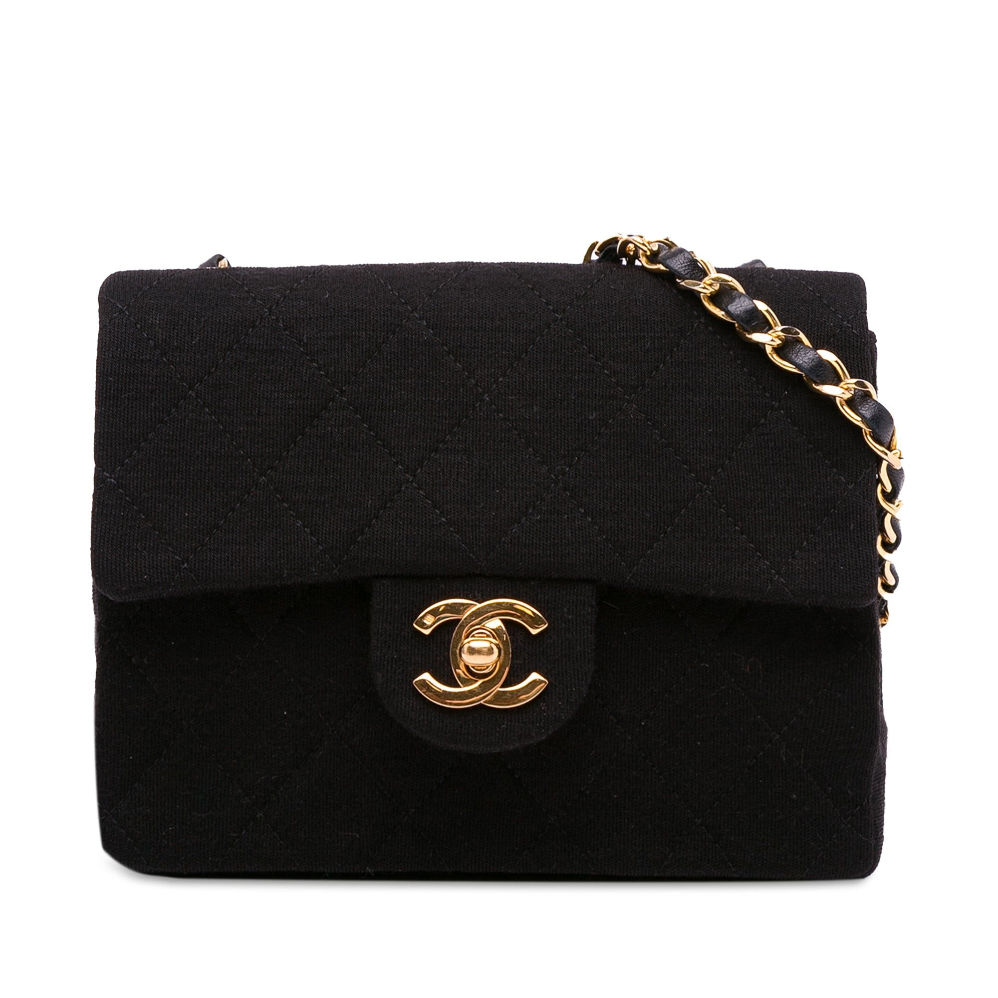 Chanel Chanel Mini Square Classic Jersey Flap Black Size ONE SIZE - 1 Thumbnail