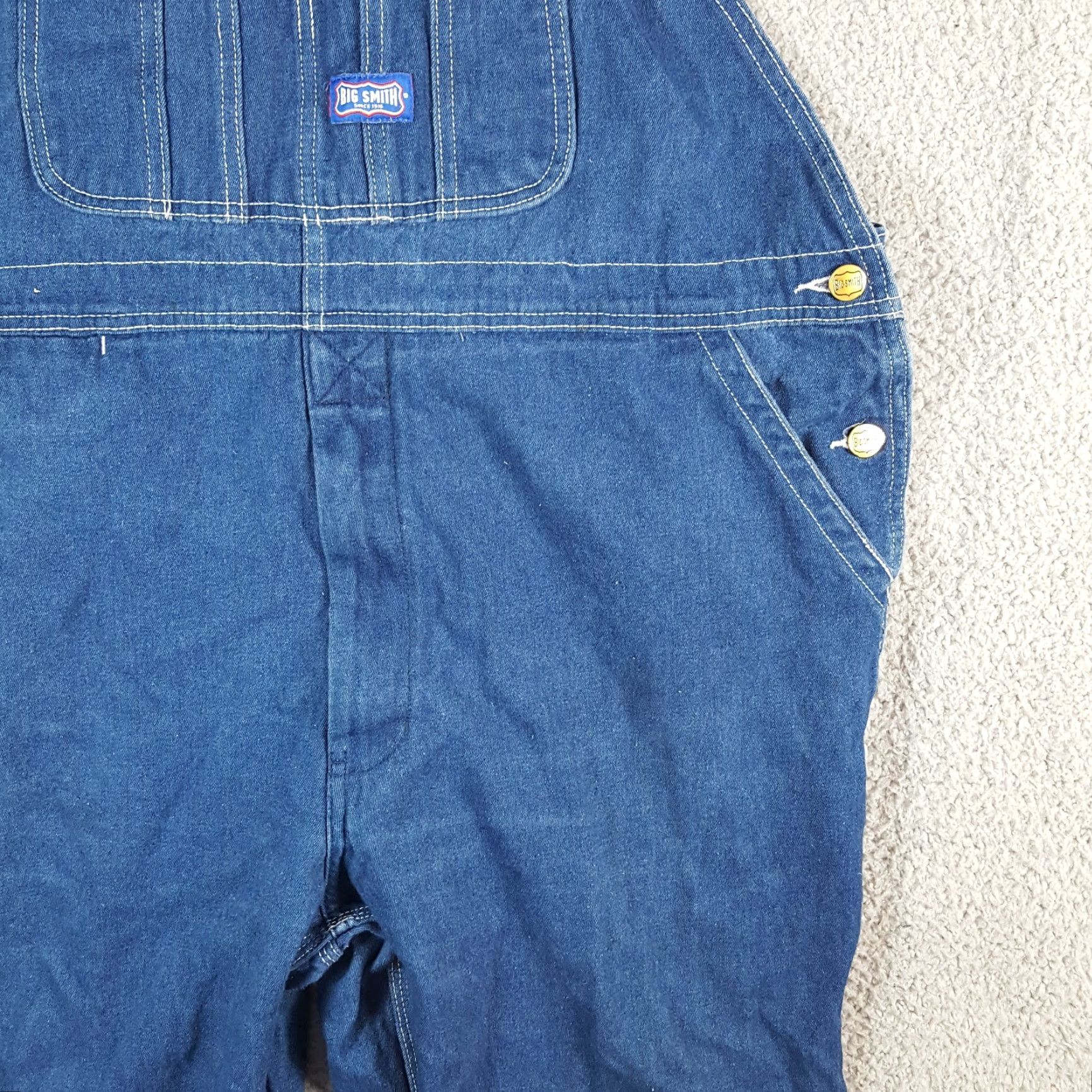 Vintage VINTAGE Big Smith Carpenter Bibs Jeans Denim Workwear 42 Mens 5-Pocket Design Blue Cotton Overalls Bibs 27in Inseam 80s 90s Retro Workwear Size US 42 / EU 58 - 5 Thumbnail