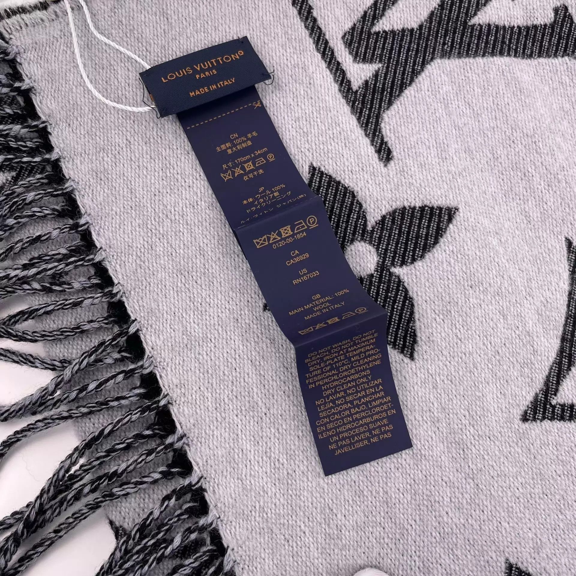 Louis Vuitton LV wool color blocked black & gray scarf 34*170 Size ONE SIZE - 5 Thumbnail