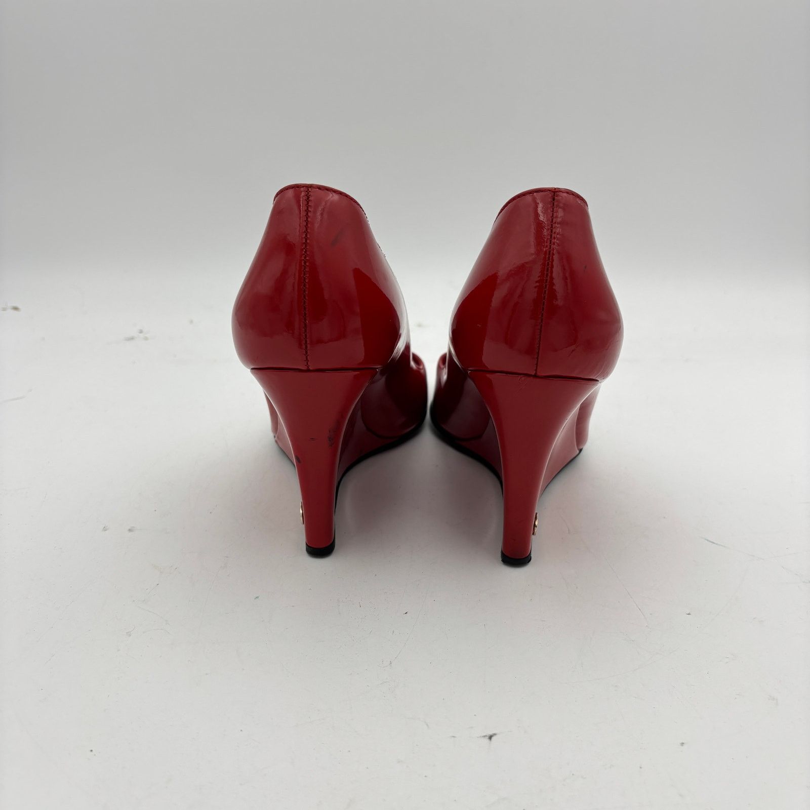 Gucci Gucci Patent Leather Double G Peep Toe Wedge Women's 9.5B Size US 9.5 / IT 39.5 - 4 Thumbnail