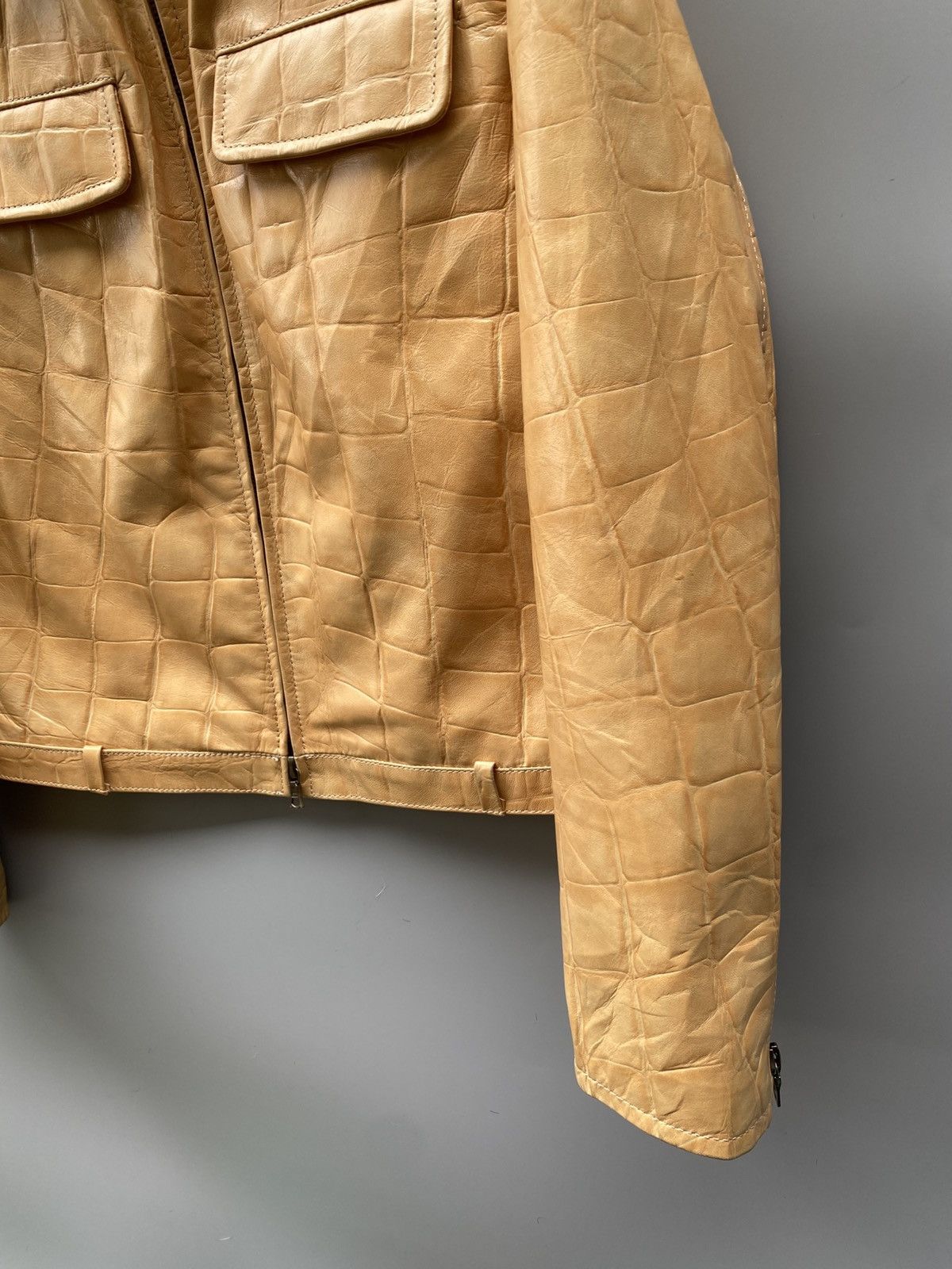 KEITAMARUYAMA 2000s Embossed Croc Effect - Leather Trucker Jacket Size S / US 4 / IT 40 - 4 Thumbnail