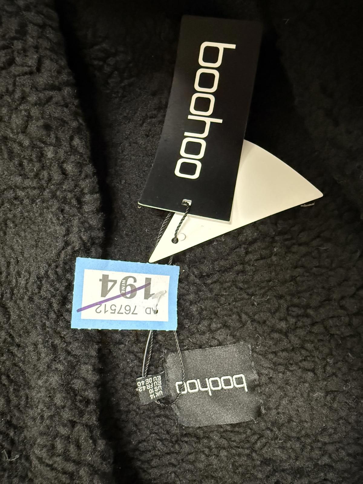 Boohoo Boohoo Women's Black Faux Shearling Long Coat Size L / US 10 / IT 46 - 4 Thumbnail