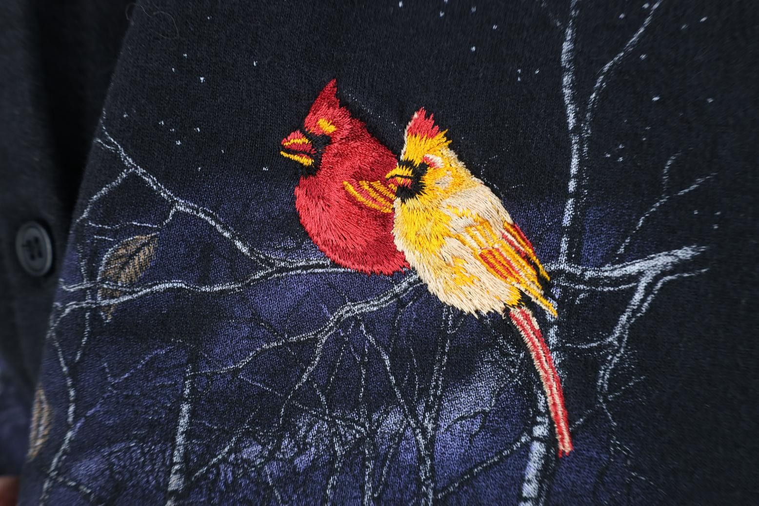 Vintage Vintage 90s Nature Night Bird Tree Cardigan Sweatshirt USA Size XL / US 12-14 / IT 48-50 - 5 Thumbnail