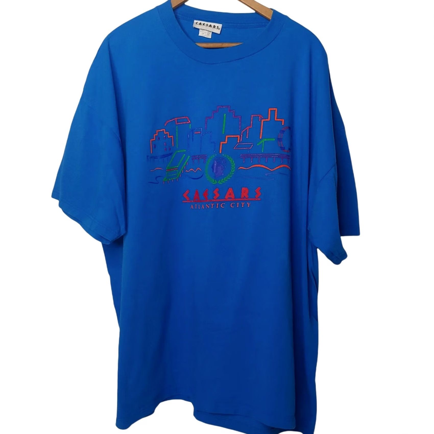 Vintage Caesars Atlantic City Casino Shirt Men XXL Turquoise Geometric 1990s Vintage Caesars Atlantic City Shirt Mens 2XL Geometric Casino T-Shirt Vintage 90s Size US XXL / EU 58 / 5 - 3 Thumbnail