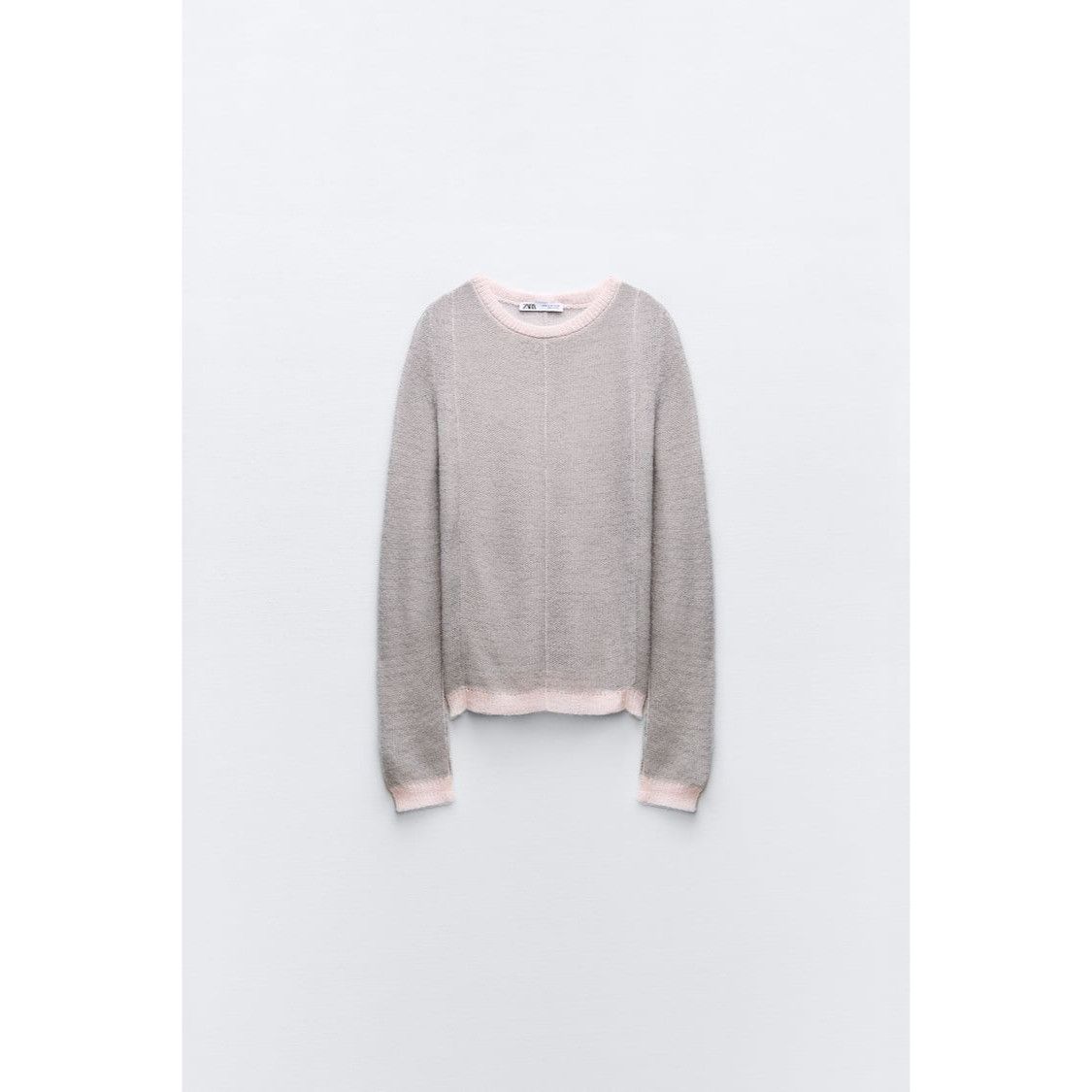 Zara Zara Pearl Grey & Pink Alpaca Wool Blend Crewneck Sweater Size S / US 4 / IT 40 - 2 Thumbnail