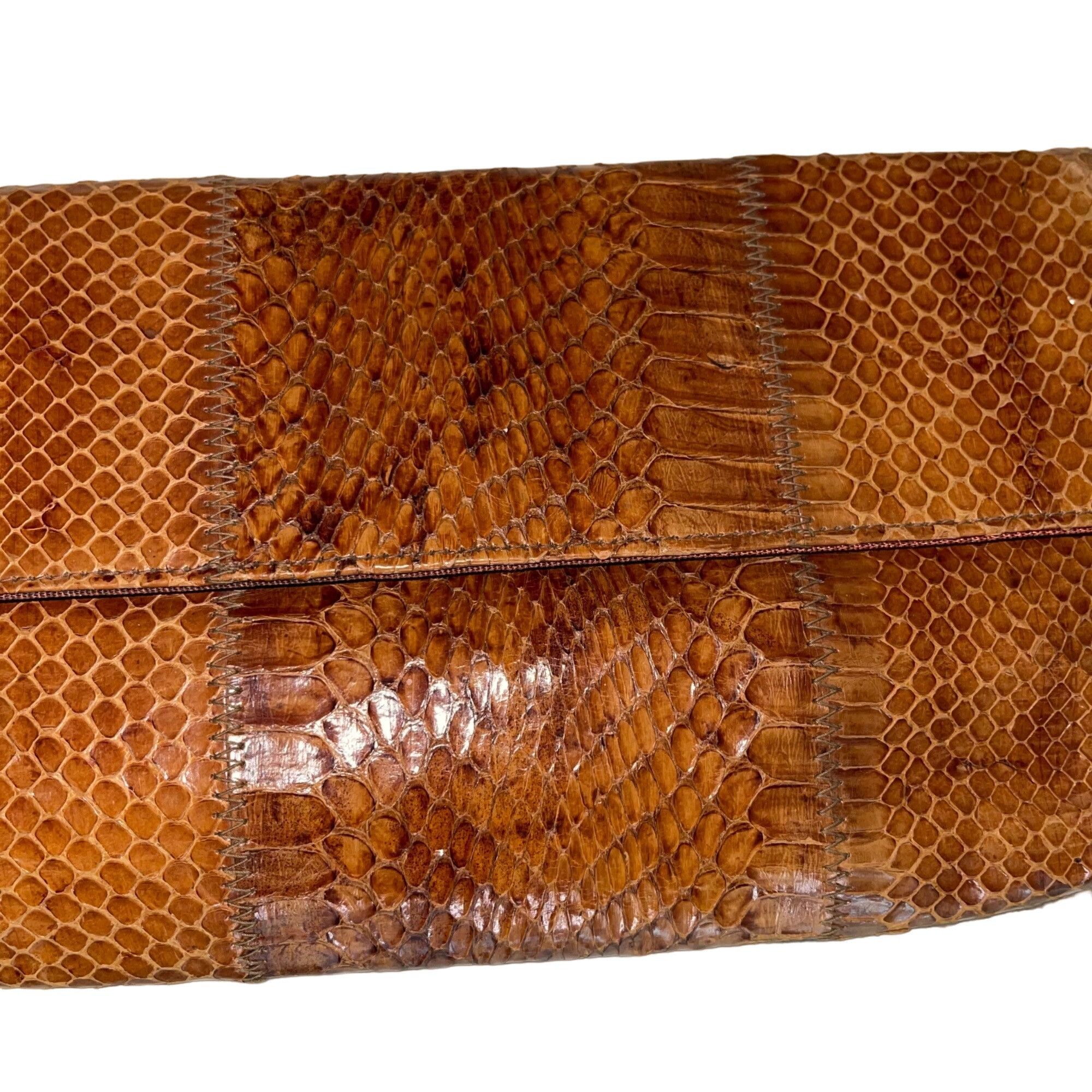 Vintage Margolin Vintage Womens Clutch Bag Brown Snakeskin Size ONE SIZE - 2 Preview
