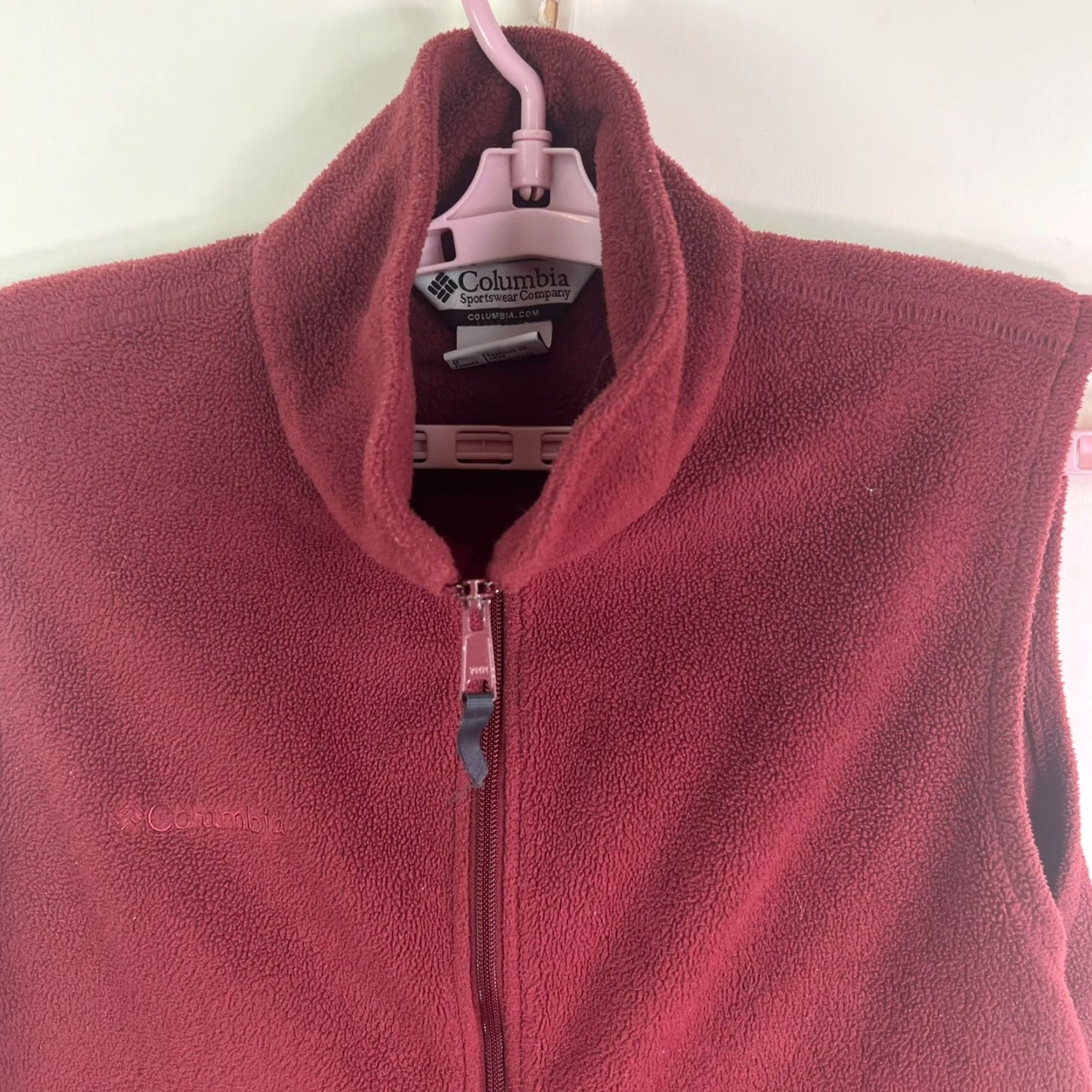 Vintage Columbia Sleeveless Fleece Vest Womens L Maroon Pockets Zip Embroidered Logo Jacket/Coat Mid-Length Vintage No Size L / US 10 / IT 46 - 2 Thumbnail