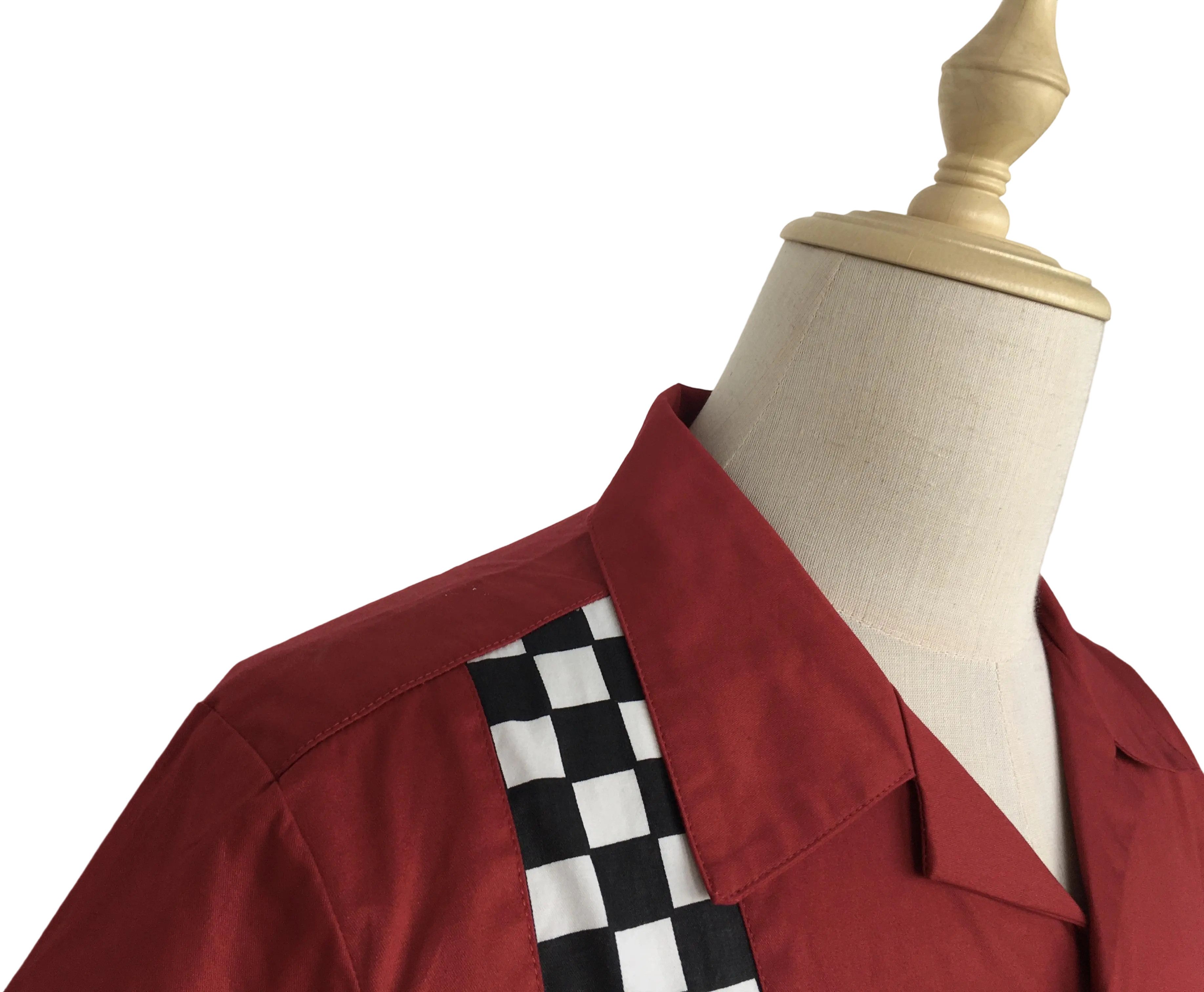 Other Mosaic Panel,Bowling Shirts,Retro Style,Men Shirts Red Size US XL / EU 56 / 4 - 5 Thumbnail