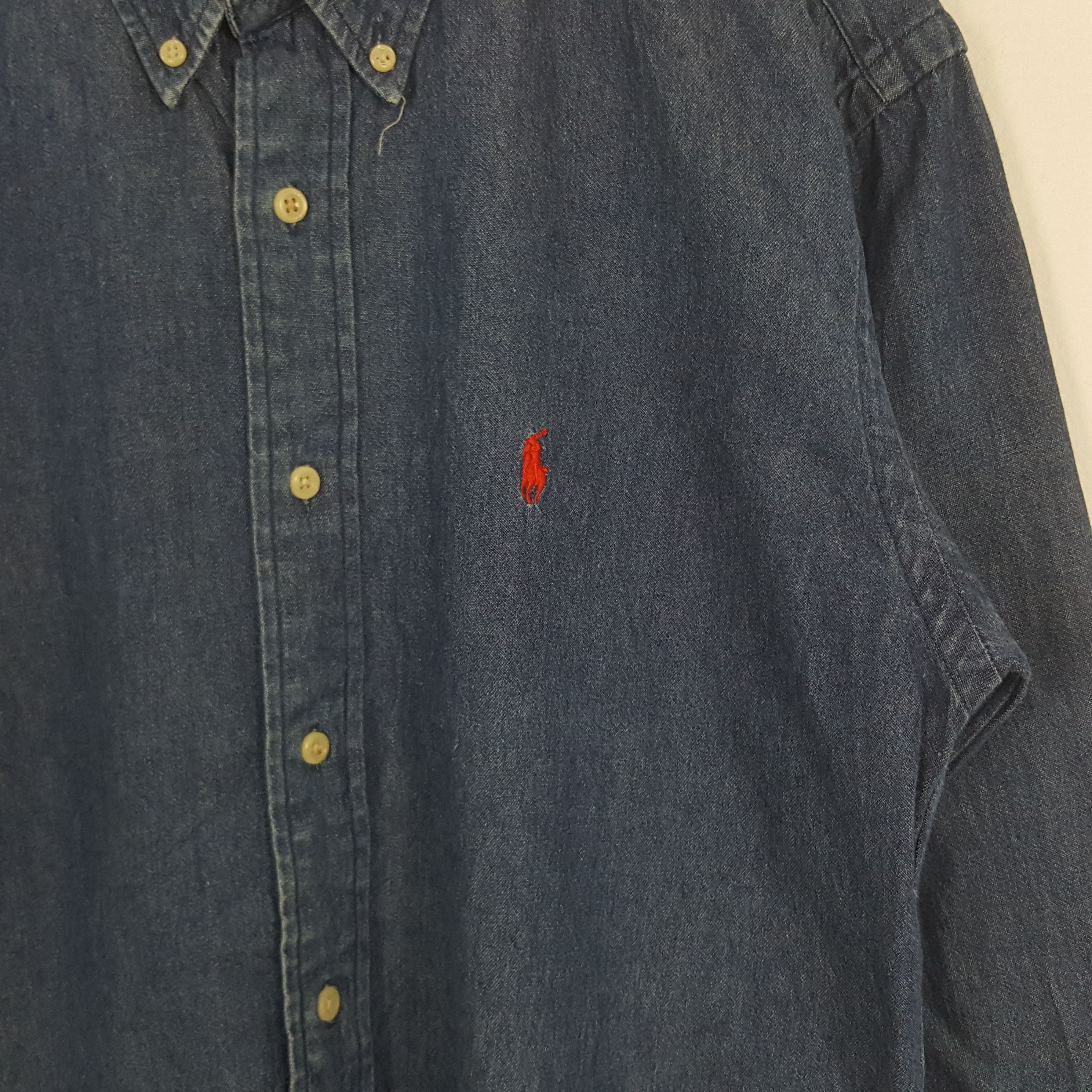 Polo Ralph Lauren × Vintage Vintage Polo Ground American Brand Denim Shirt Button Up Size US L / EU 52-54 / 3 - 2 Thumbnail