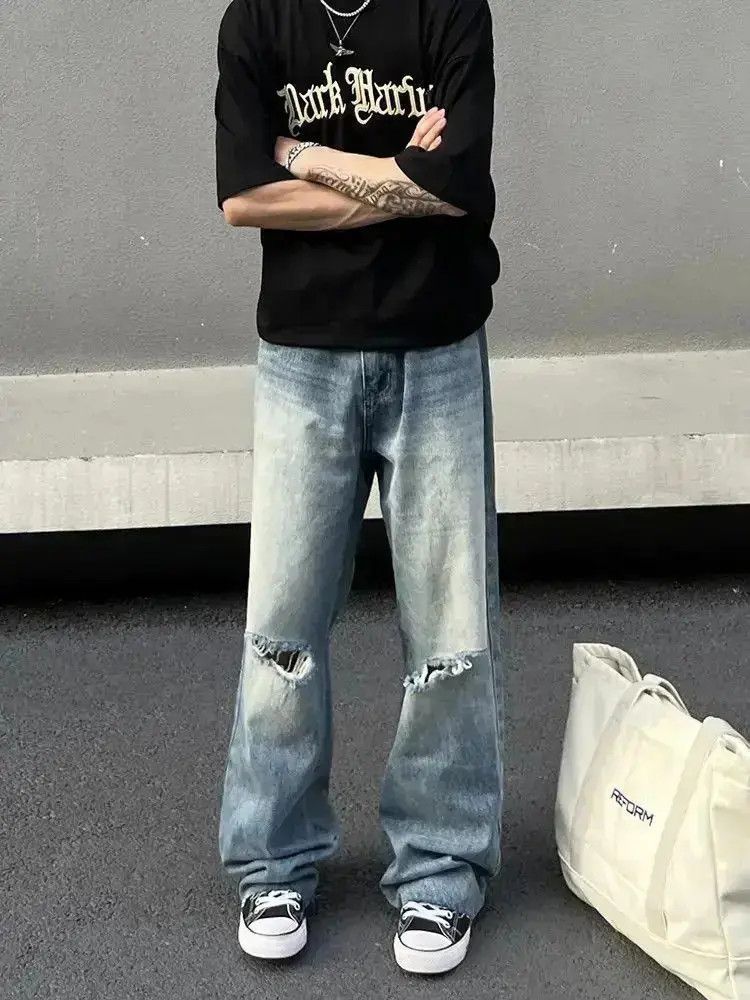 Japanese Brand Straight and loose ripped jeans Size US 32 / EU 48 - 2 Thumbnail
