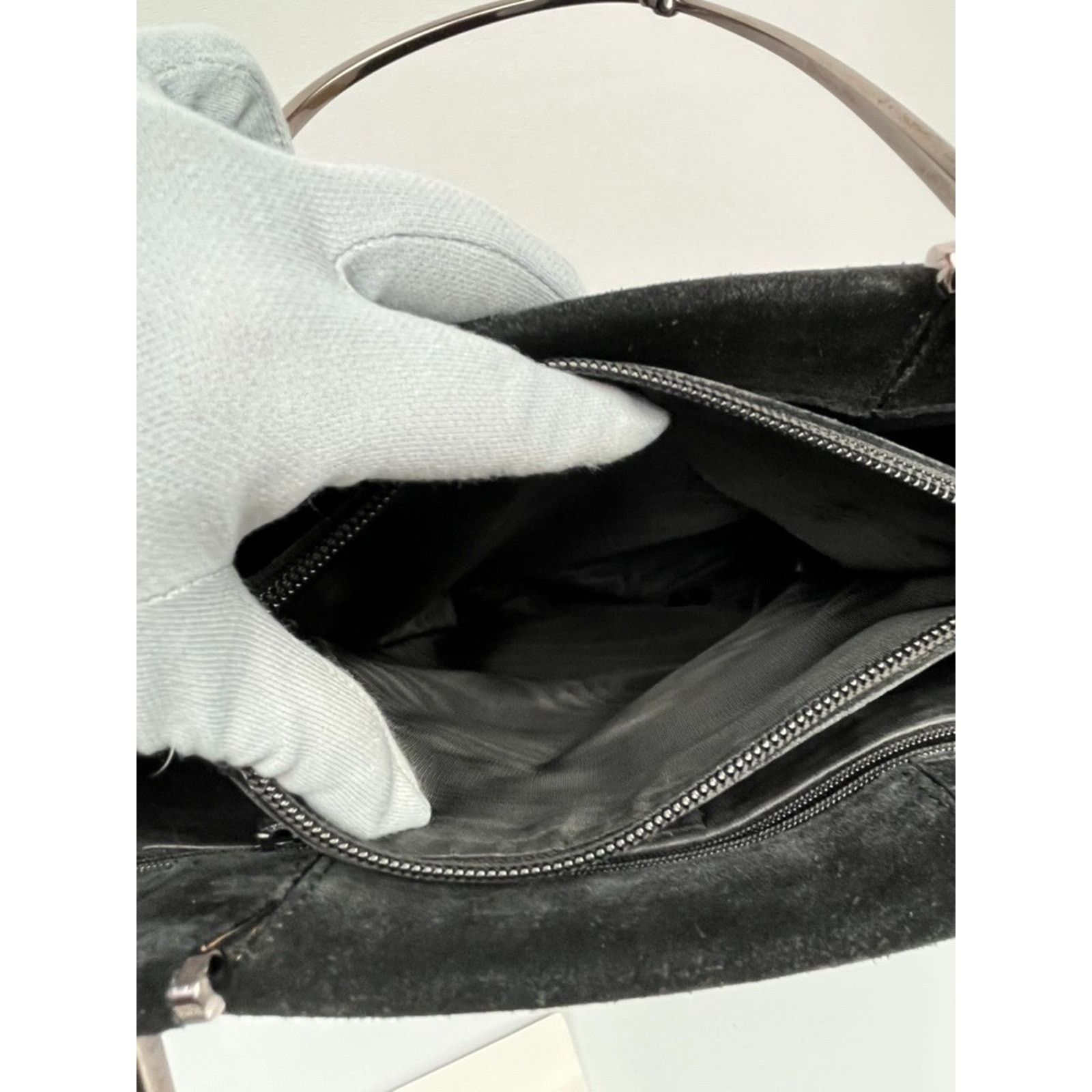 Gucci Gucci Black Suede Silver-Tone Handle Bag Vintage Size ONE SIZE - 8 Thumbnail