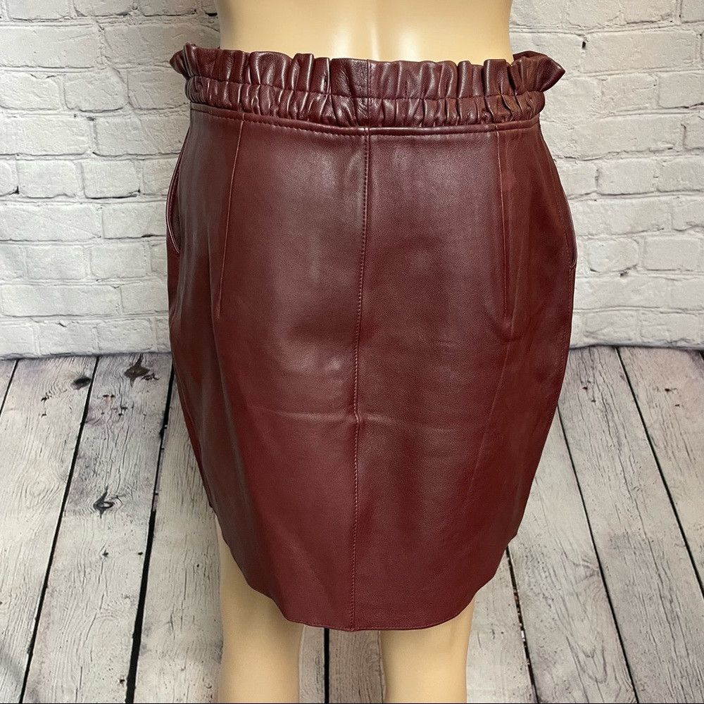 Maje NWT New $570 Maje Draw cord Burgundy Leather Mini Skirt Siz Size 30" / US 8 / IT 44 - 7 Thumbnail