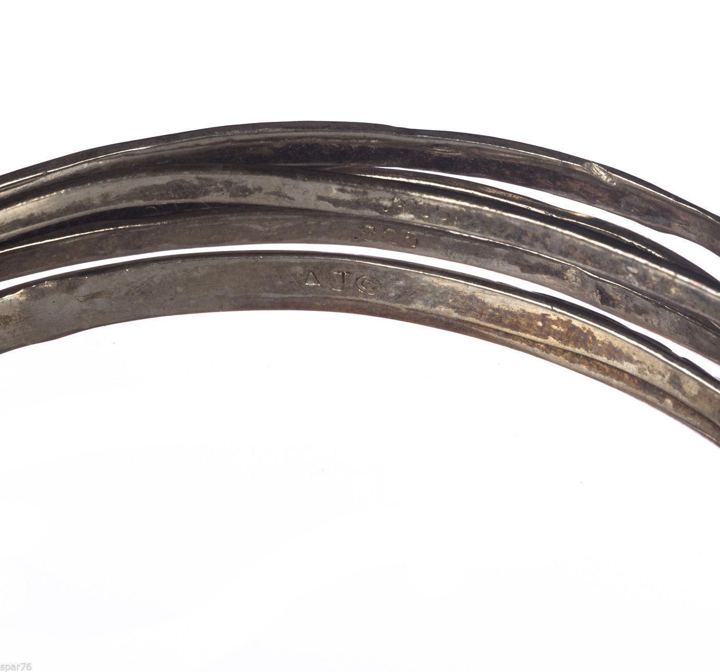 Designer Sterling Silver Tribal Inspired 5 Pc Bangle Set Alberto Juan Size ONE SIZE - 5 Thumbnail
