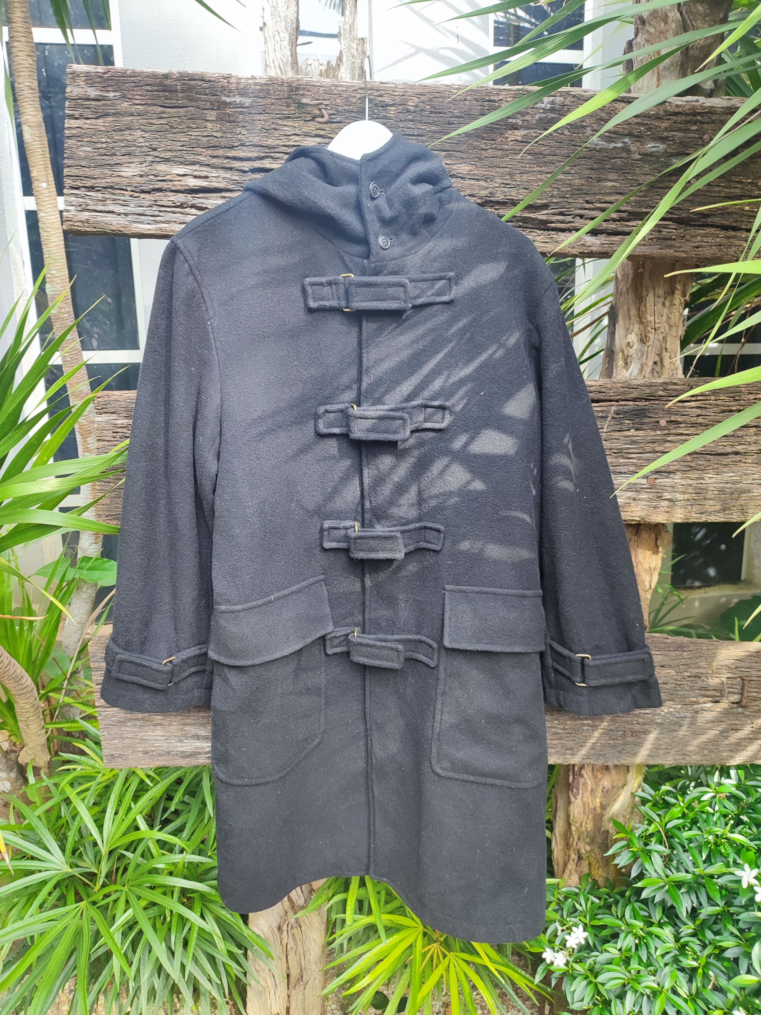 image of Avant Garde Steal D'homme A Homme Wool Duffle Jacket in Black, Men's (Size Large)