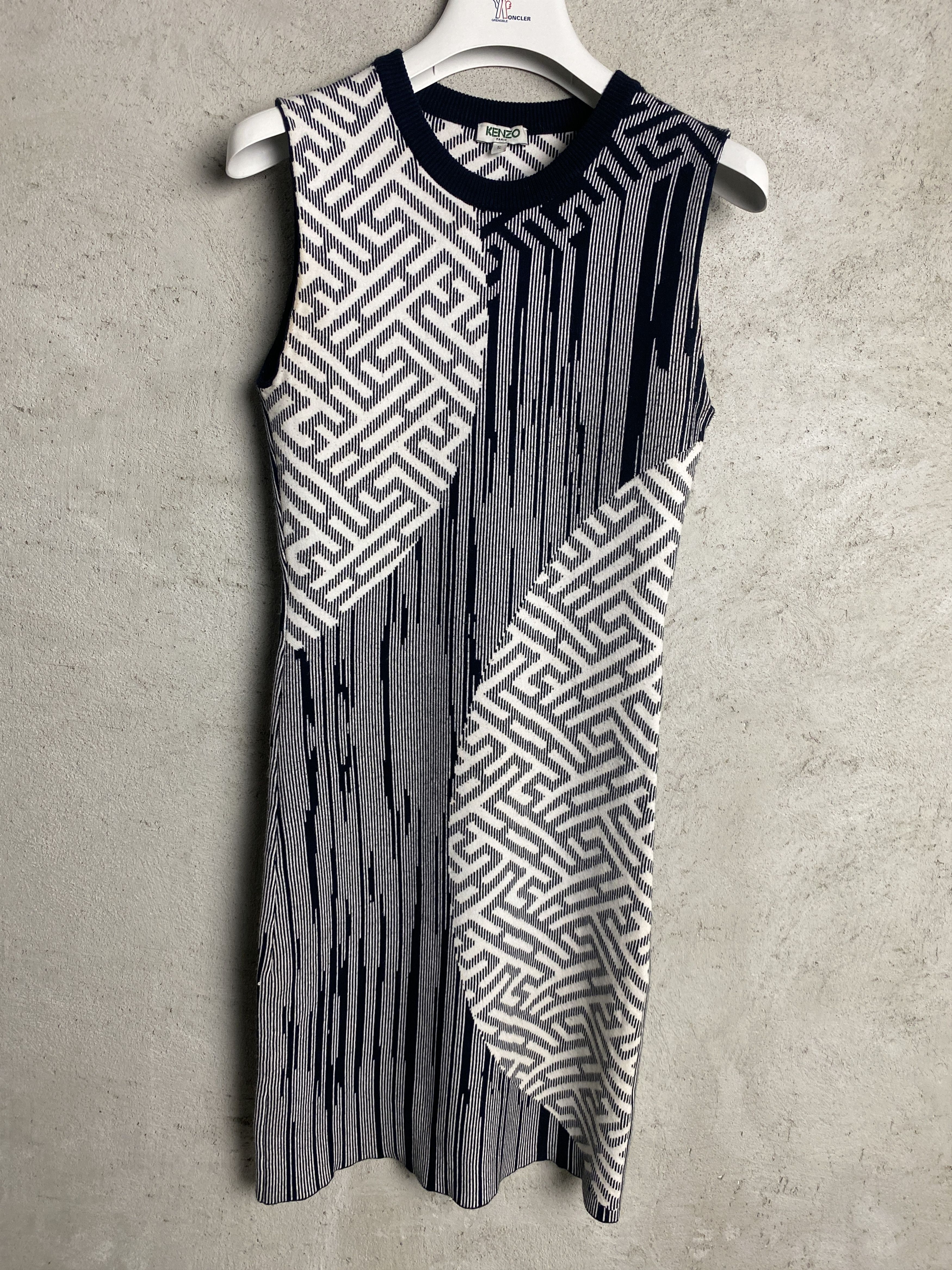Kenzo Kenzo blue white midi dress striped Size S / US 4 / IT 40 - 1 Thumbnail