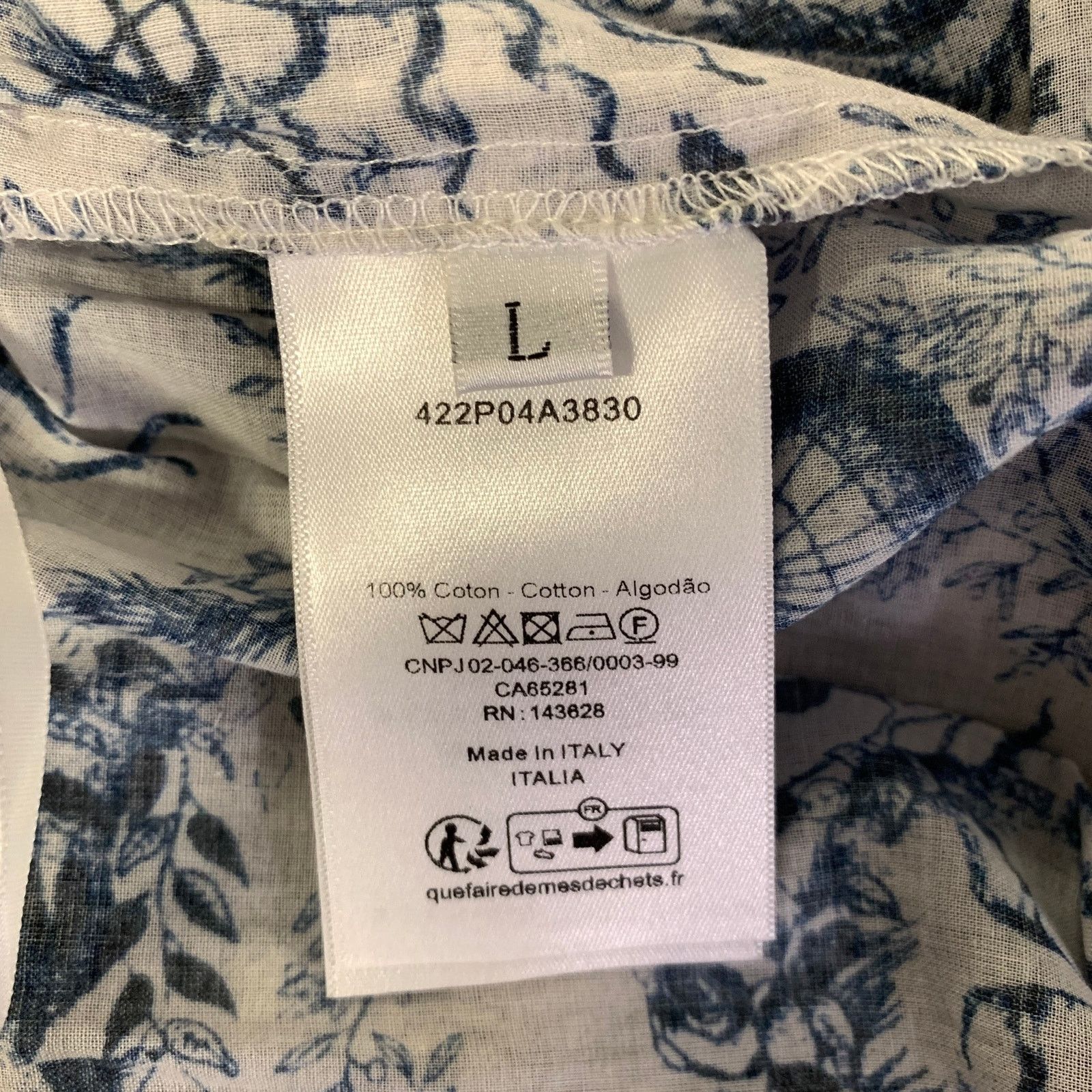 Dior DIOR Size L White Navy Cotton Relaxed Flare Pants Size US 28 / EU 44 - 6 Thumbnail