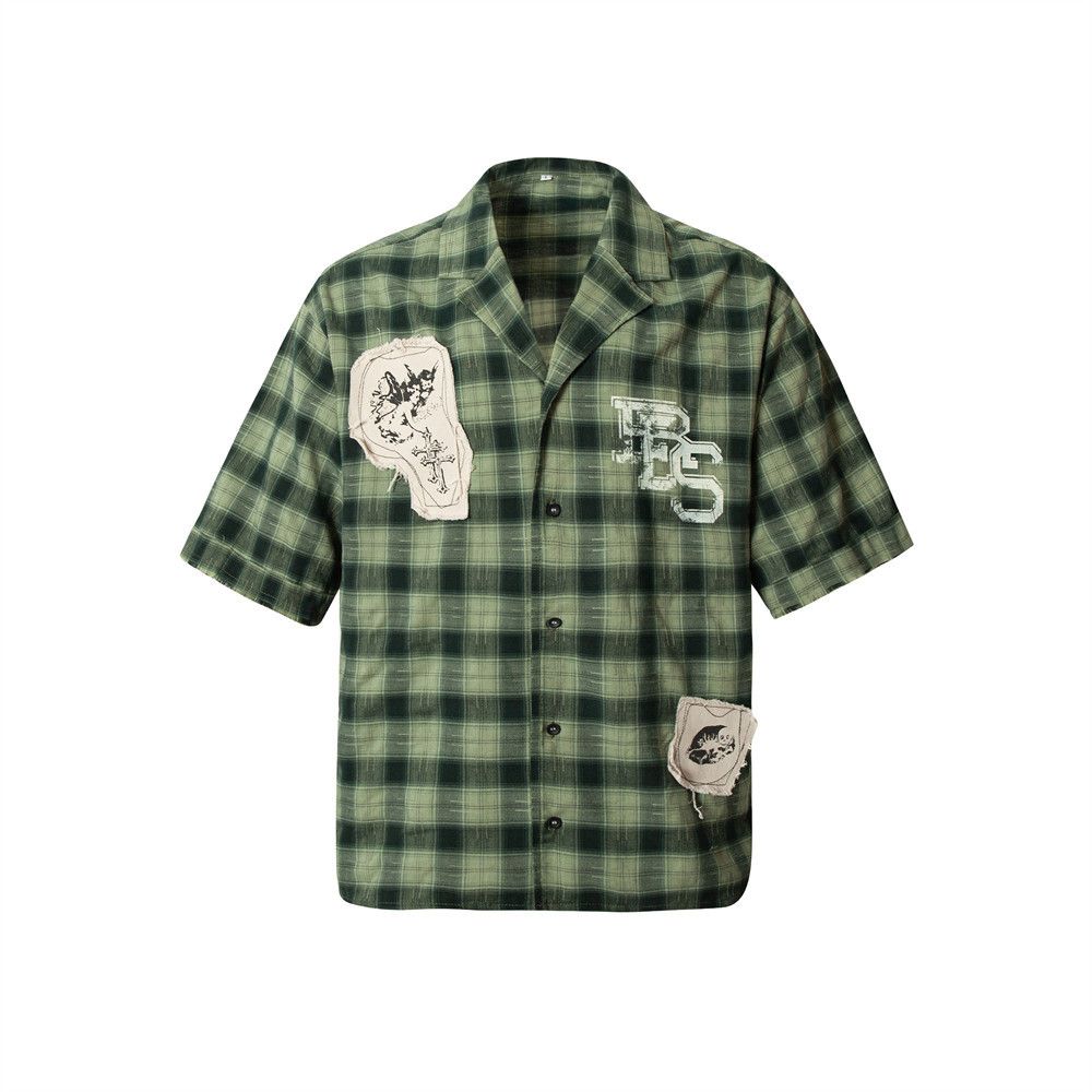 Japanese Brand × Vintage Men's summer patch embroidered plaid loose check shirt Size US M / EU 48-50 / 2 - 1 Thumbnail