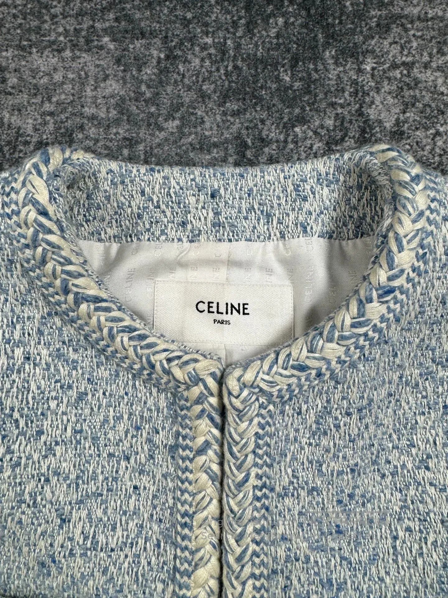 Celine celine light blue tweed jacket. Size L / US 10 / IT 46 - 3 Thumbnail